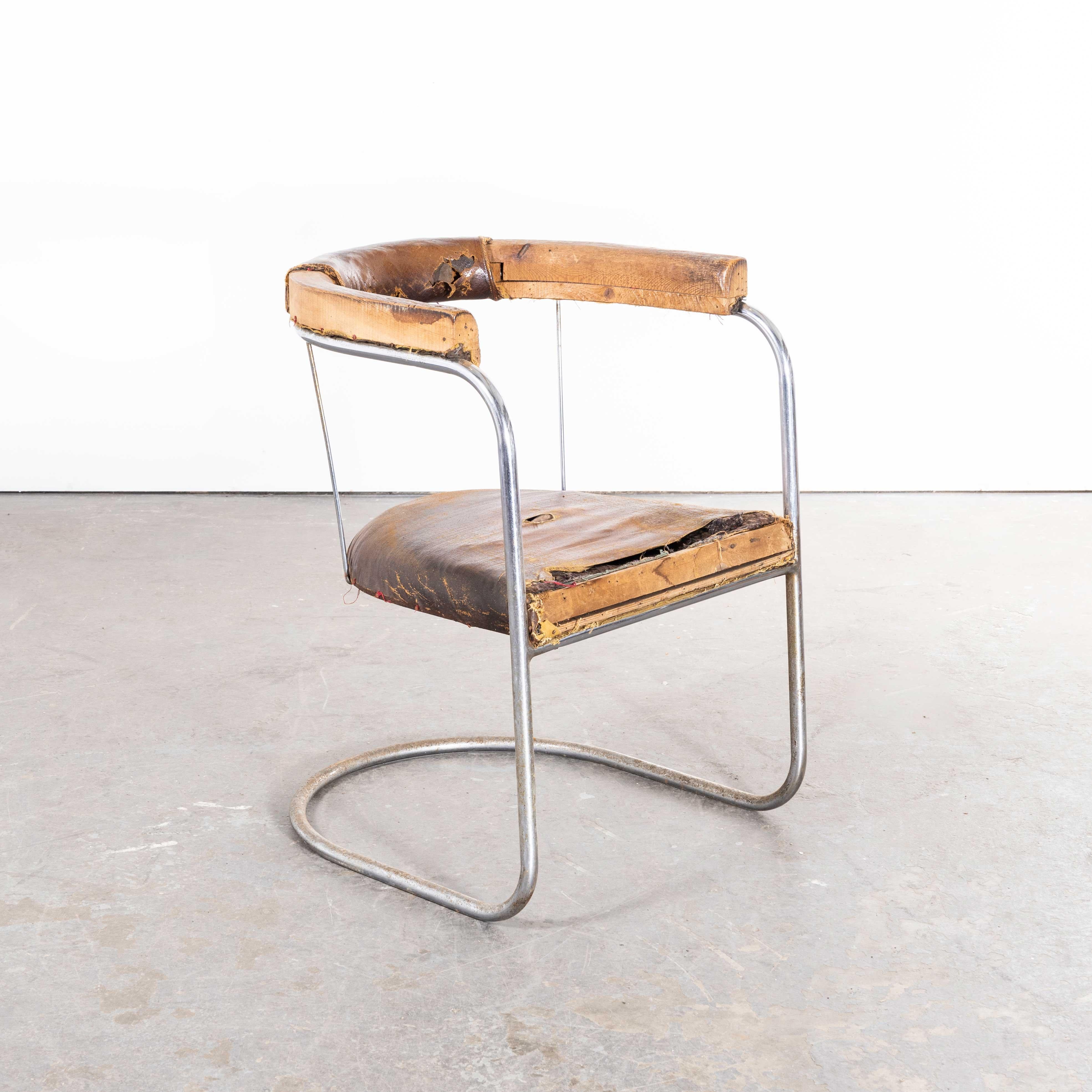 1930s Original Pel Tubular Chrome Sprung Side Chair - Original Leather en vente 3