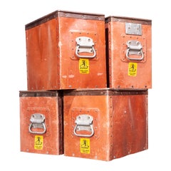 1930's Original Suroy Low Industrial Storage Box, Set of Four