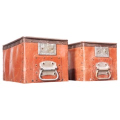 Vintage 1930s Original Suroy Low Industrial Storage Box, Set of Two