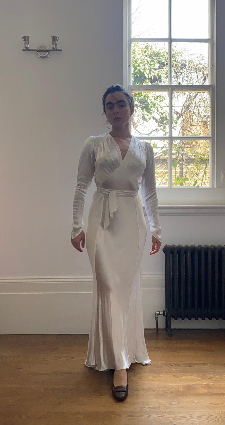 1930s bias cut wedding dress '1930 Flutter' Silk Satin White Bias Cut Gown