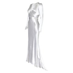 Vintage 1930s Original White Silk Satin Bias Cut Wedding Dress