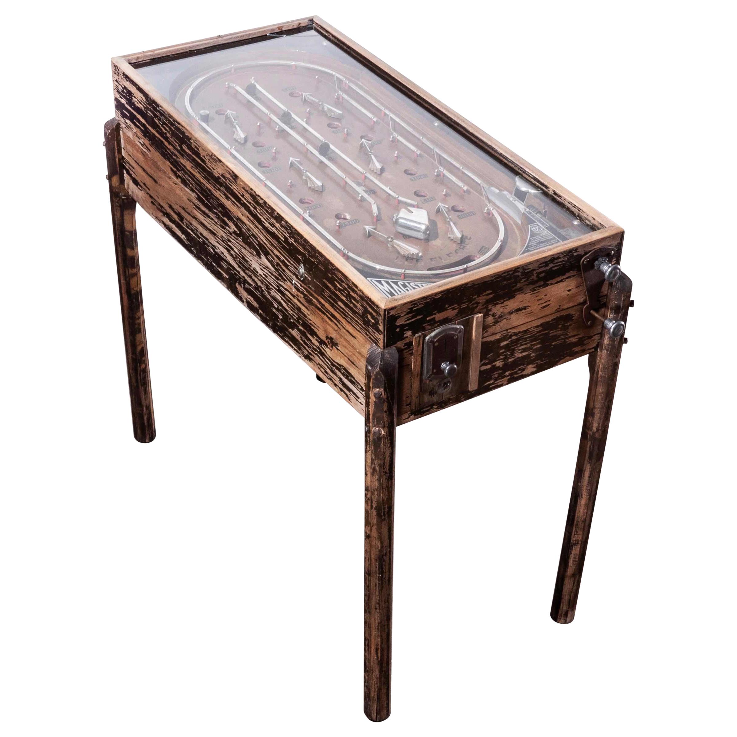 1930s Original Working French Magister Pinball Table, Les Fleches