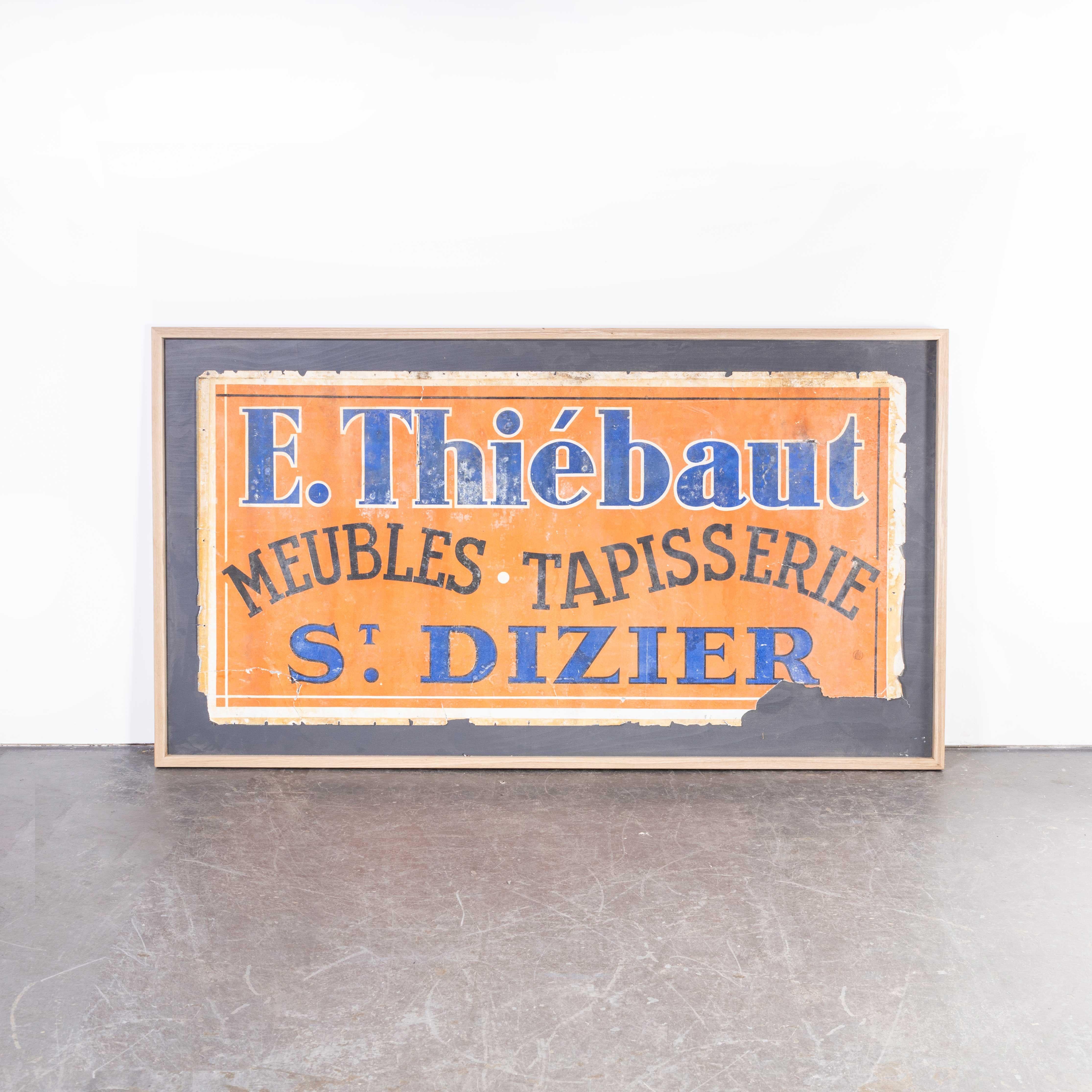 Originales Adverstising-Schild aus Zink aus den 1930er Jahren von E.Thiebaut (Französisch) im Angebot