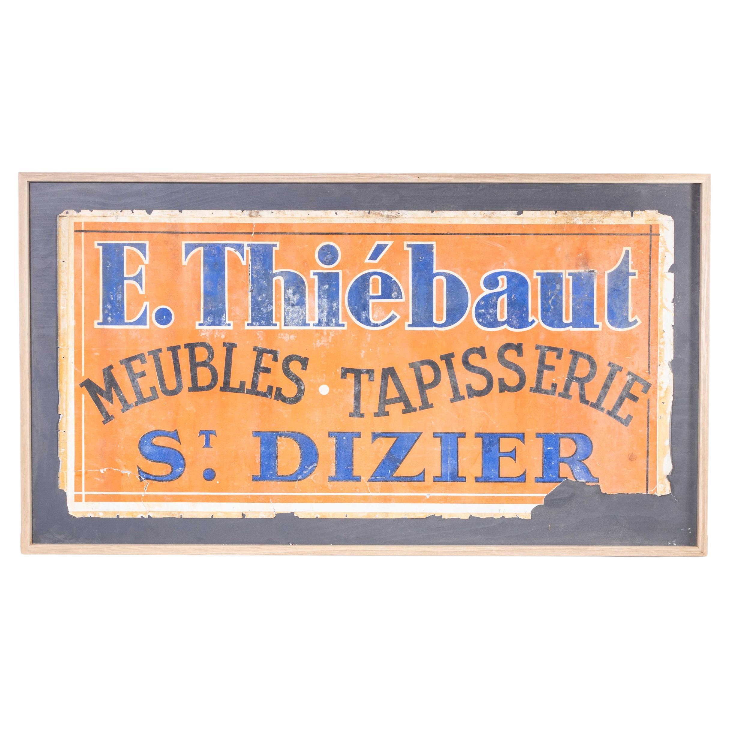 Panneau publicitaire original en zinc des années 1930 - E.Thiebaut