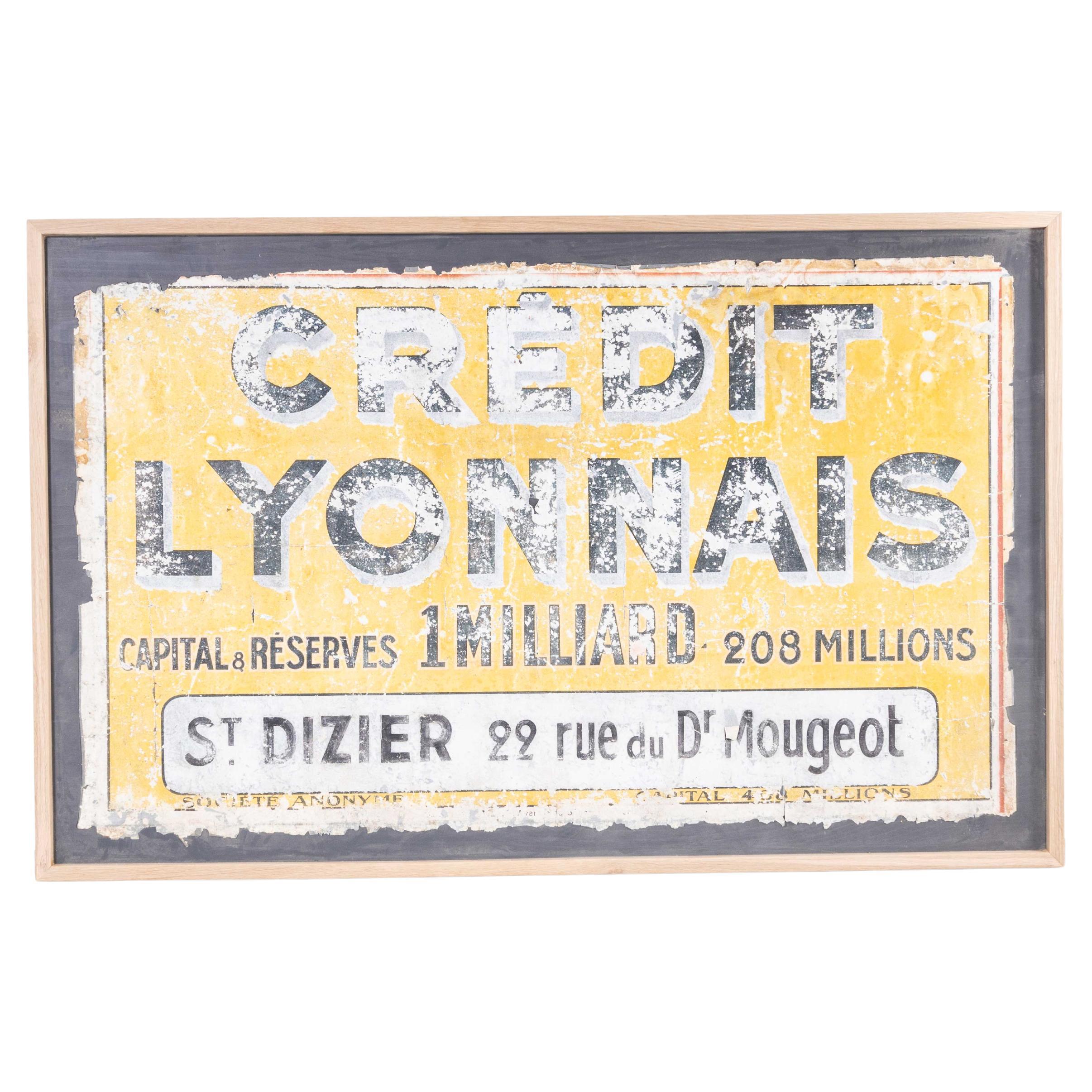 1930's Original Zinc Advertising Sign - Credit Lyonnais