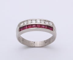 1930s Oscar Heyman Calibre Cut Ruby and Diamond Platinum Band