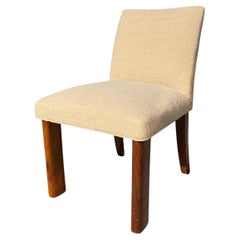 1930s Osvaldo Borsani Attributed Rosewood Side Chair Wool Italy Art Deco seat