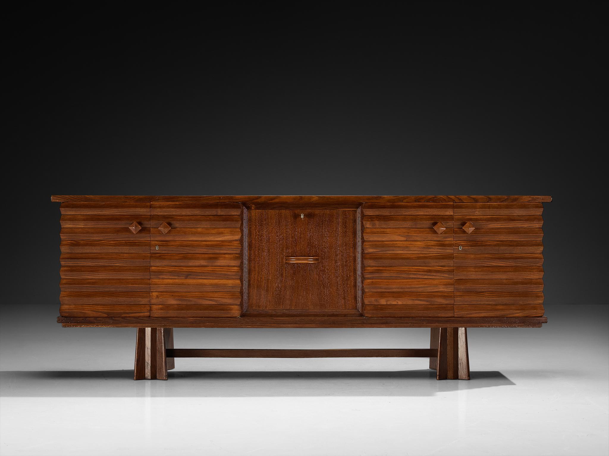 Italiano Credenza anni '30 Osvaldo Borsani per ABV con bar integrato in legno di castagno in vendita