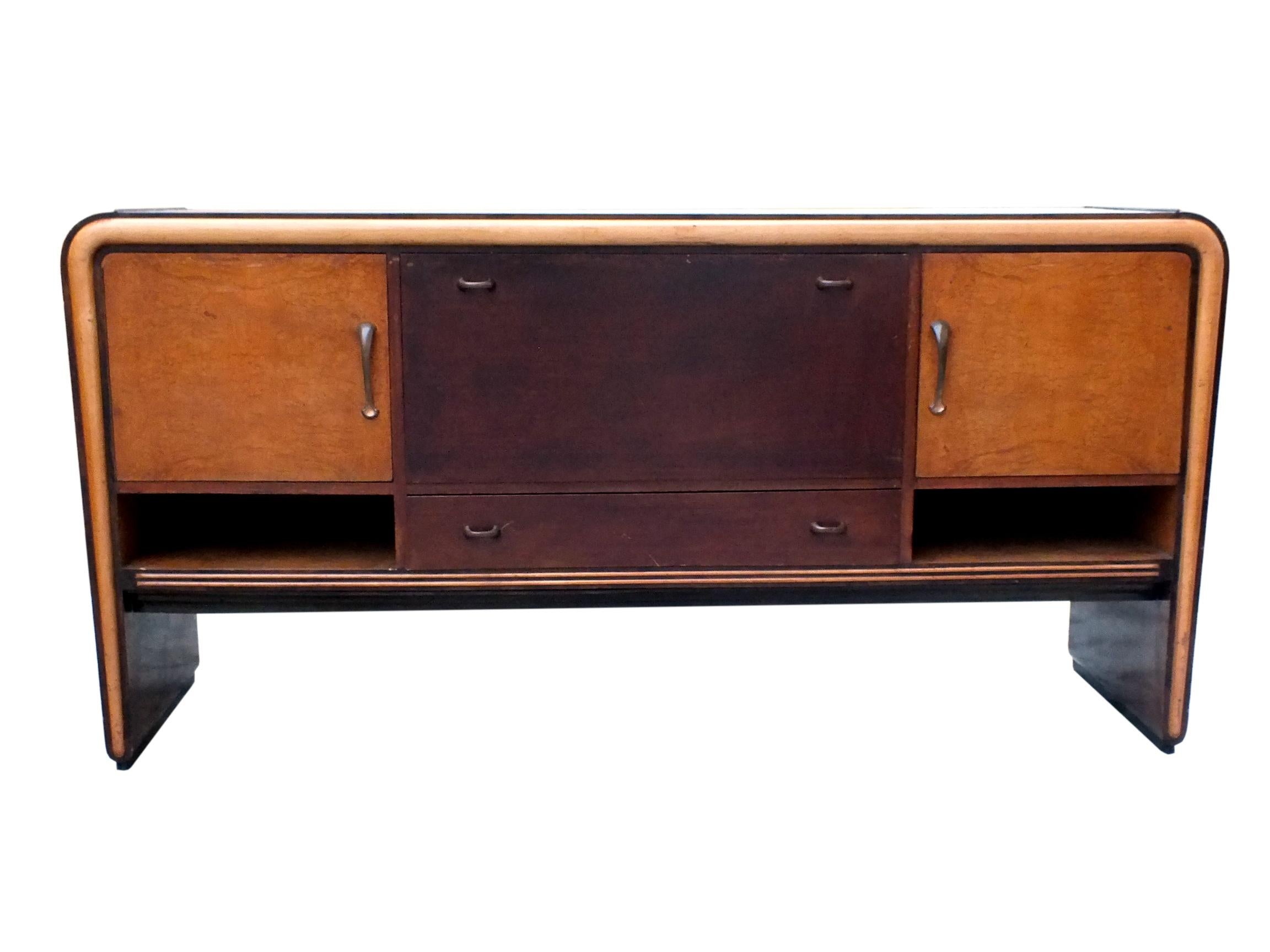 Art Deco 1930s attributed to Borsani/Buffa Sideboard & Cabinet, Set of 2 For Sale
