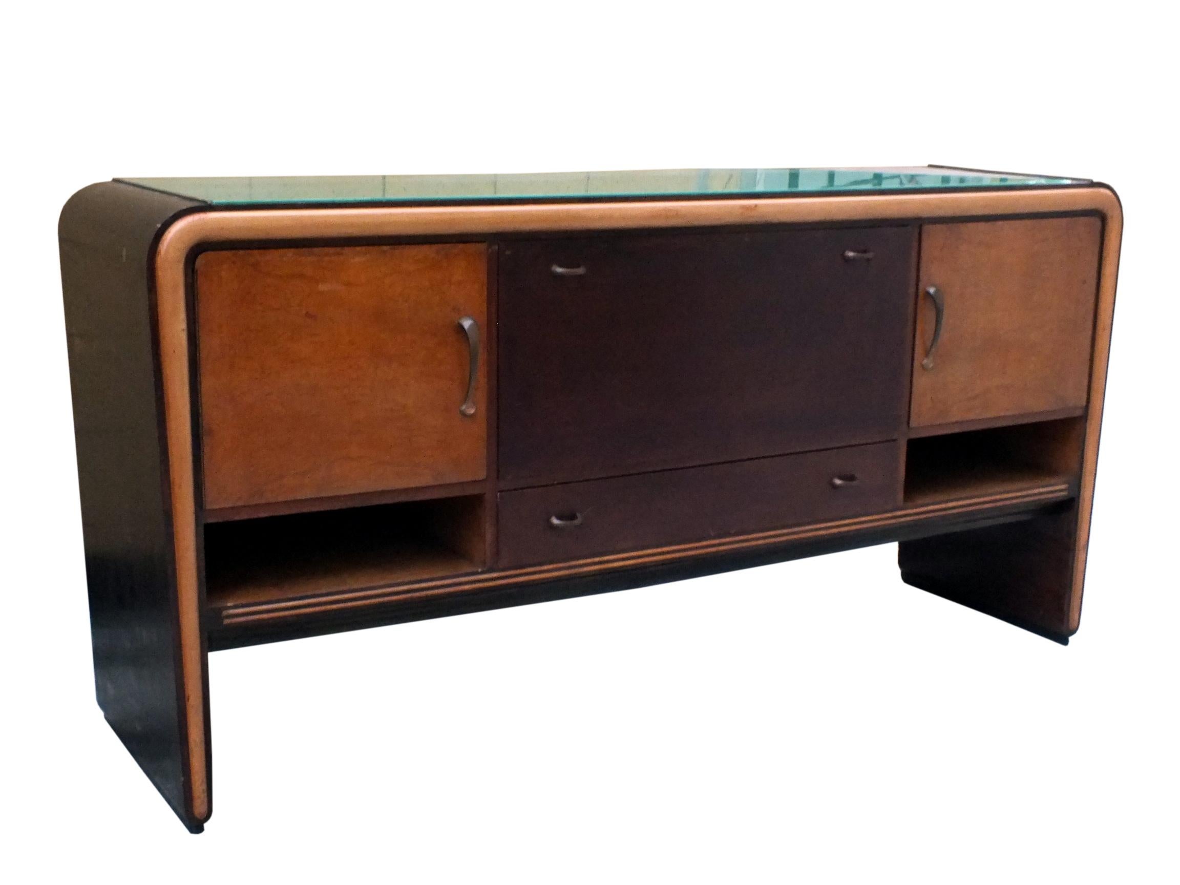 Italian 1930s attributed to Borsani/Buffa Sideboard & Cabinet, Set of 2 For Sale