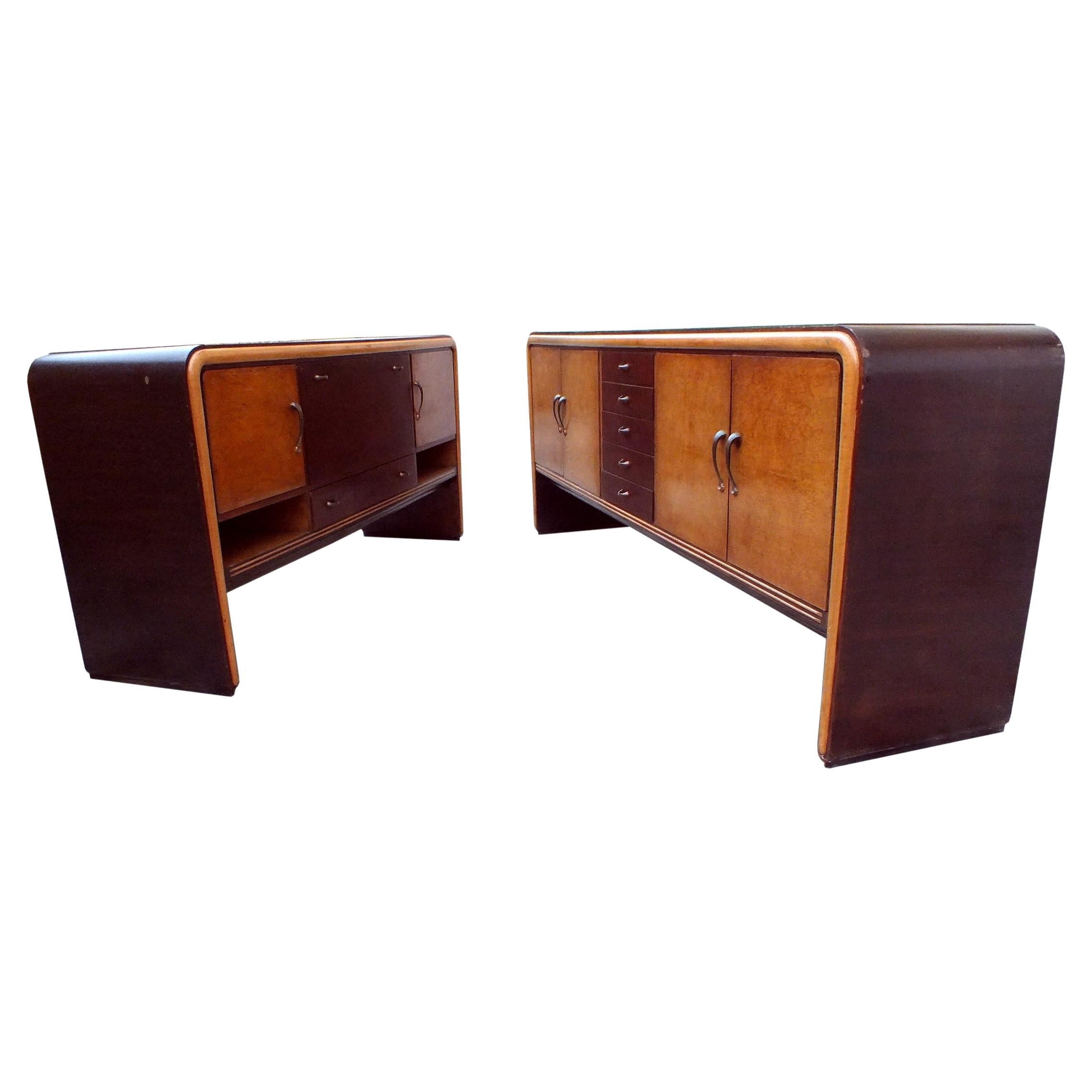 1930s attributed to Borsani/Buffa Sideboard & Cabinet, Set of 2 For Sale