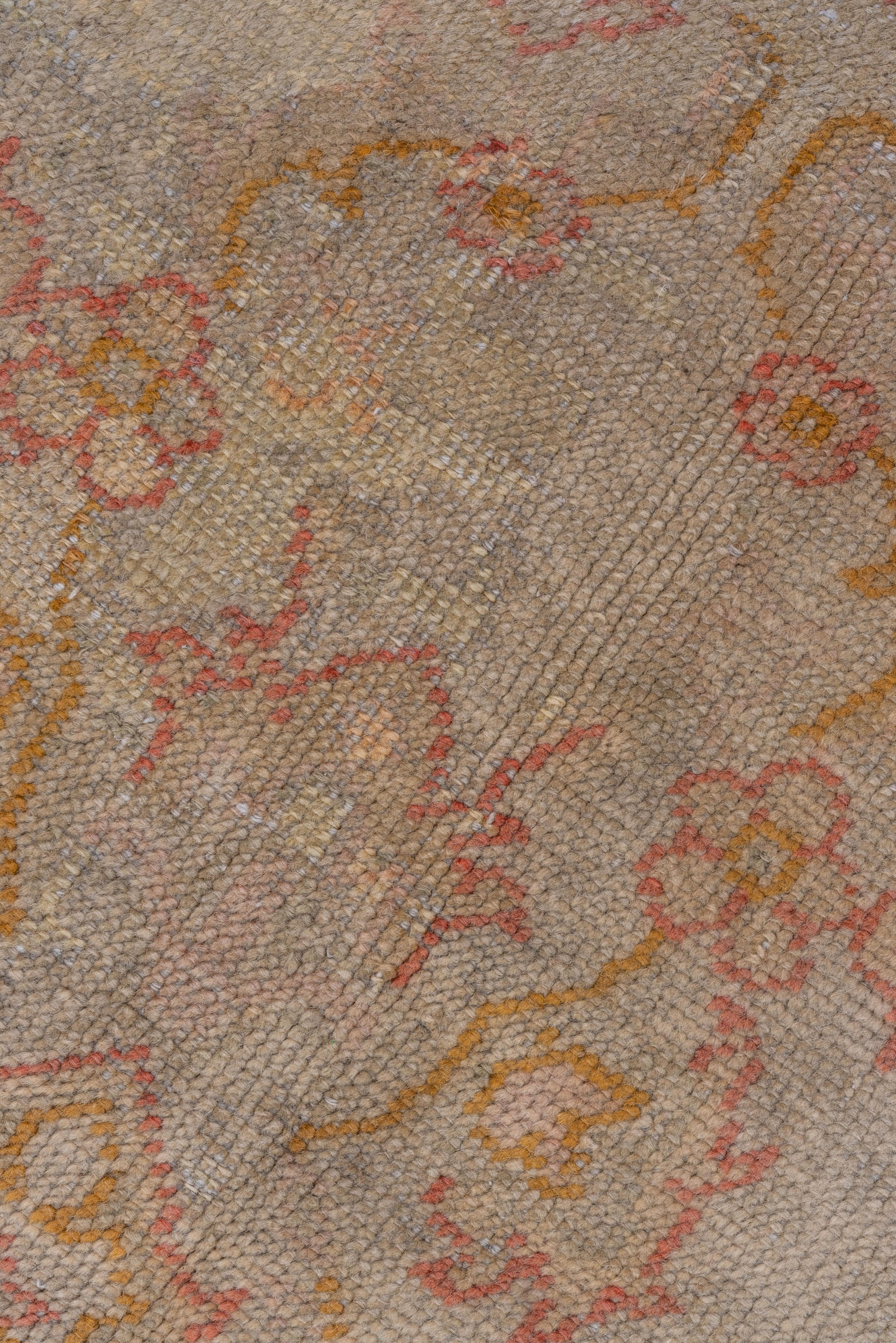 Wool 1930s Oushak Washed Grapefruit For Sale
