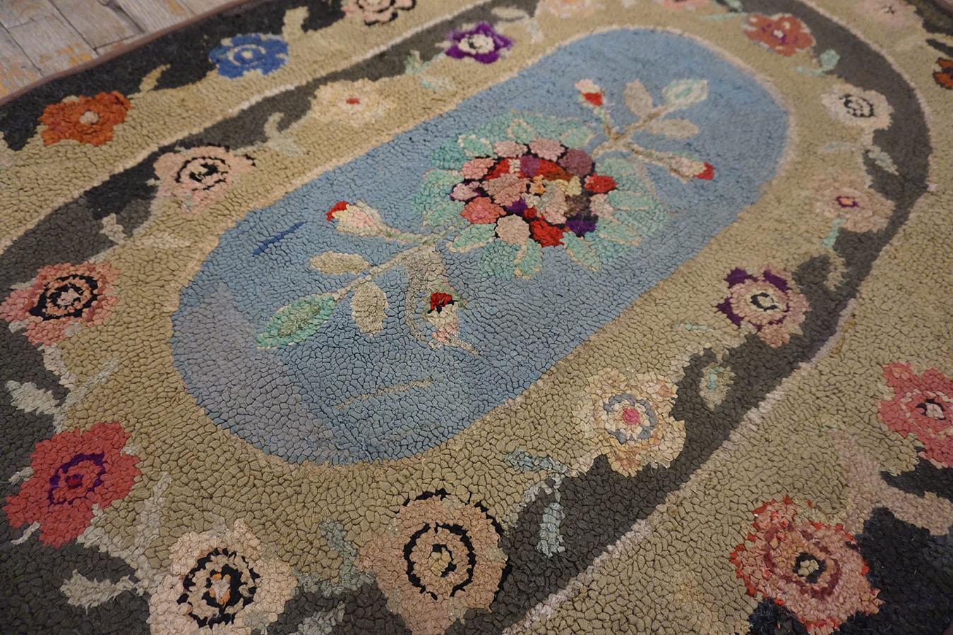 1930s Oval American Hooked Rug  For Sale 1