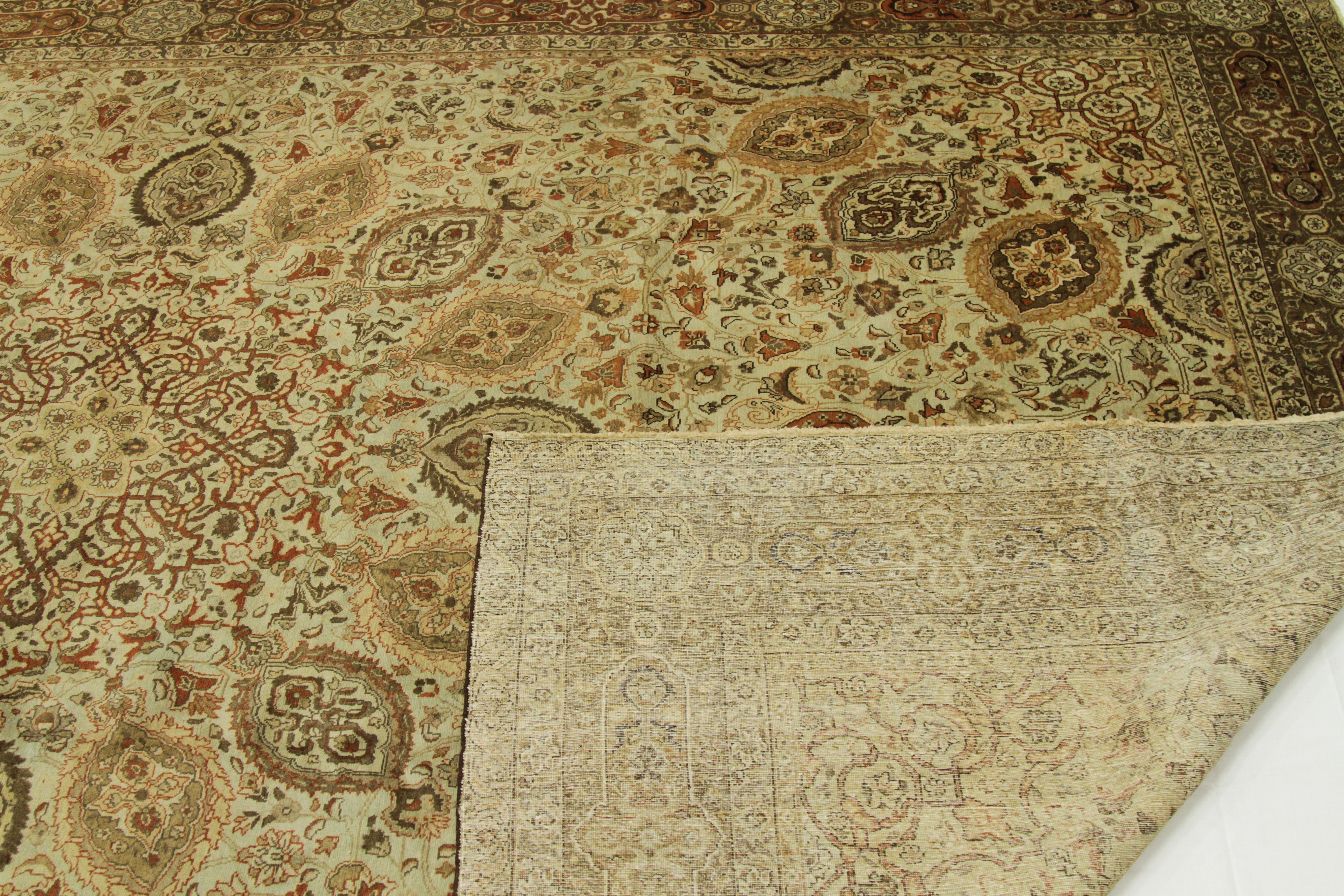 Mid-20th Century  1930s Oversized Antique Persian Tabriz Rug with Ornate Tribal Patterns For Sale