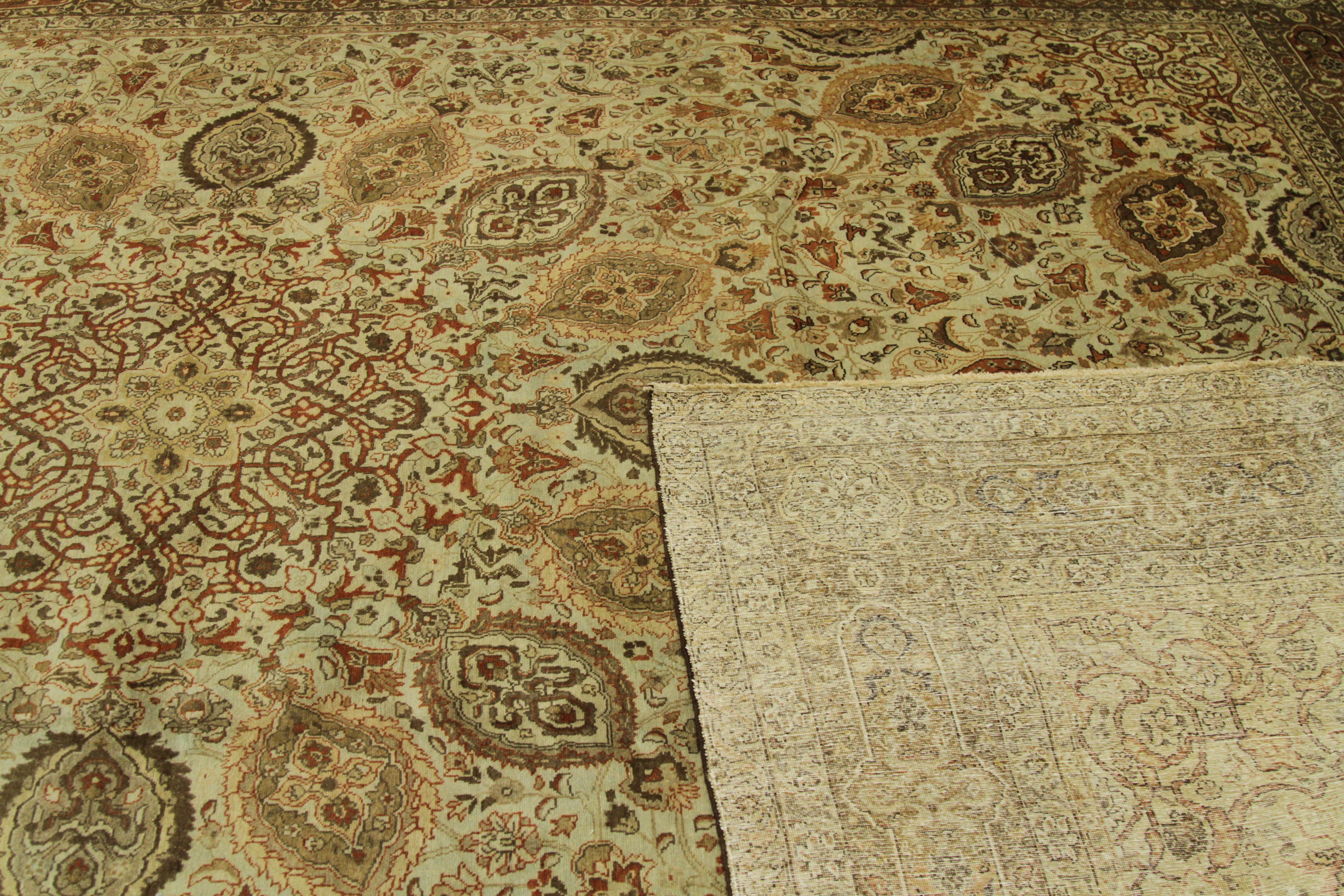 Wool  1930s Oversized Antique Persian Tabriz Rug with Ornate Tribal Patterns For Sale