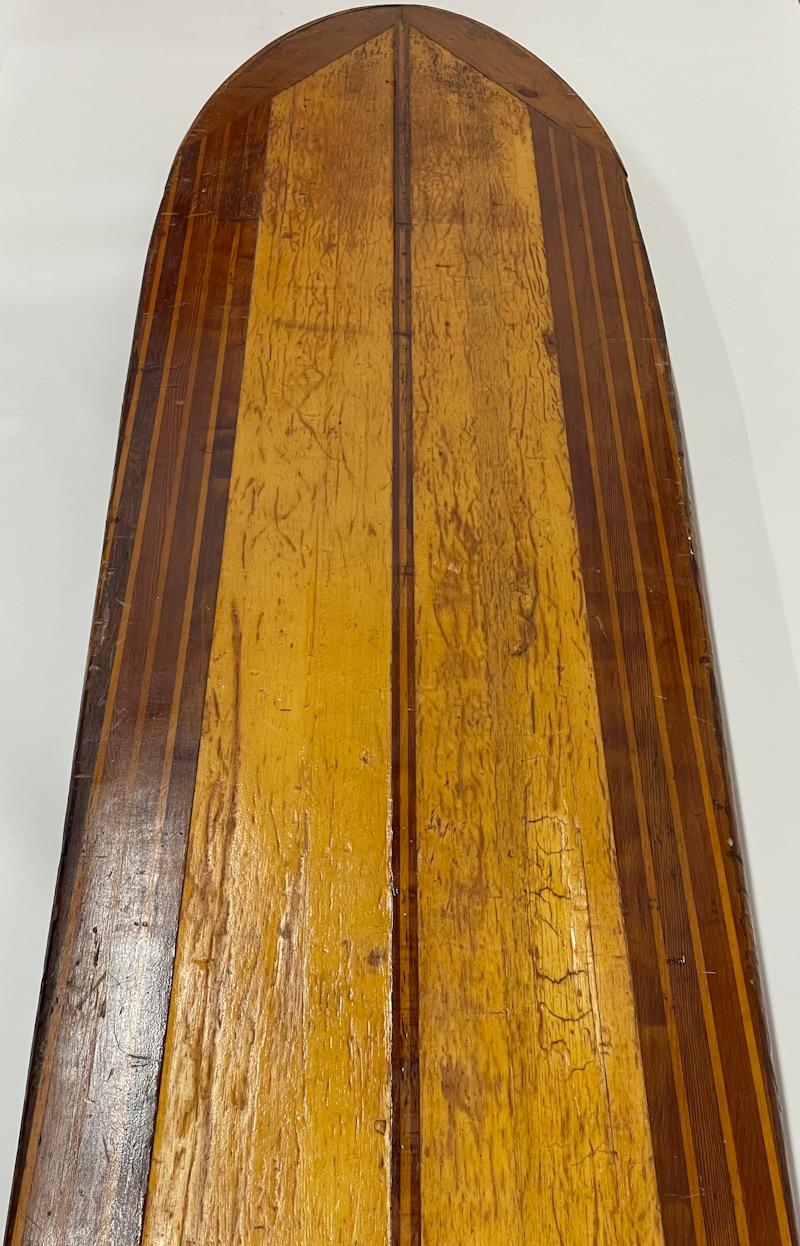 American 1930s Pacific System Homes Wooden Surfboard For Sale