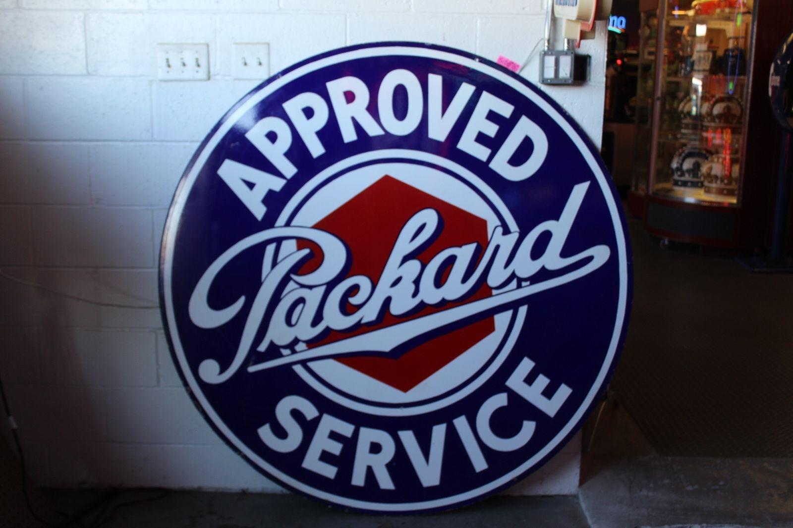 1930s Packard Approved Service Double-Sided Porcelain Sign In Good Condition For Sale In Orange, CA