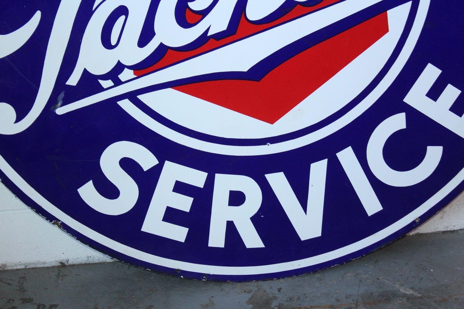 1930s Packard Approved Service Double-Sided Porcelain Sign For Sale 1