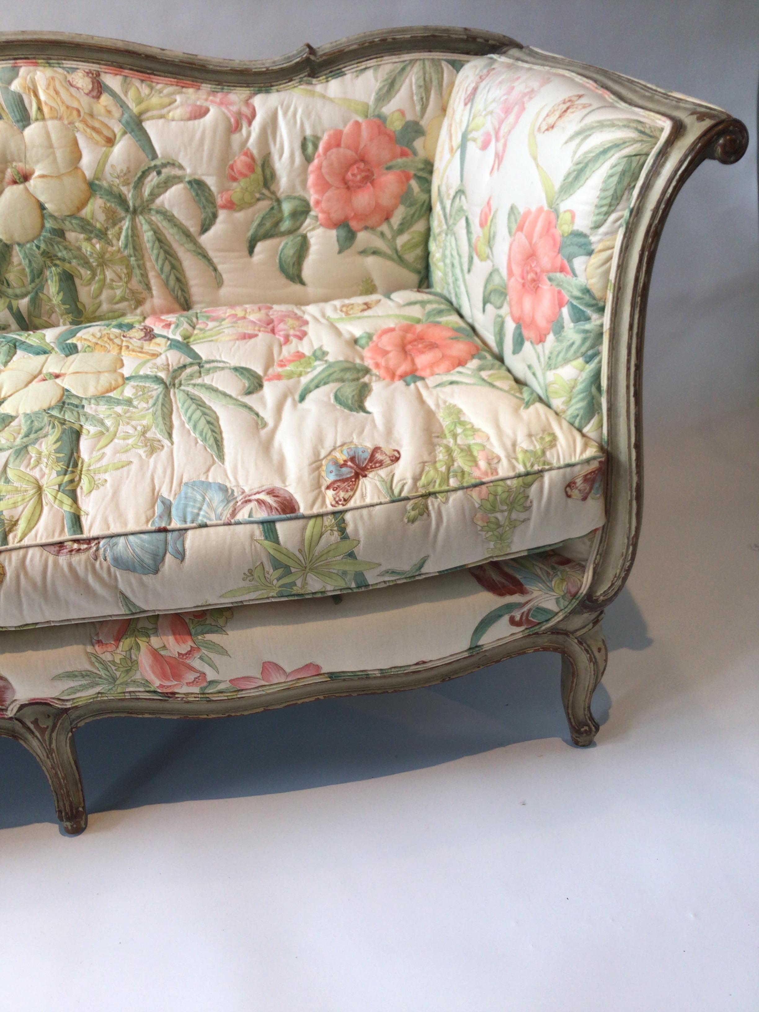 1930s Painted Off White French Settee For Sale 3