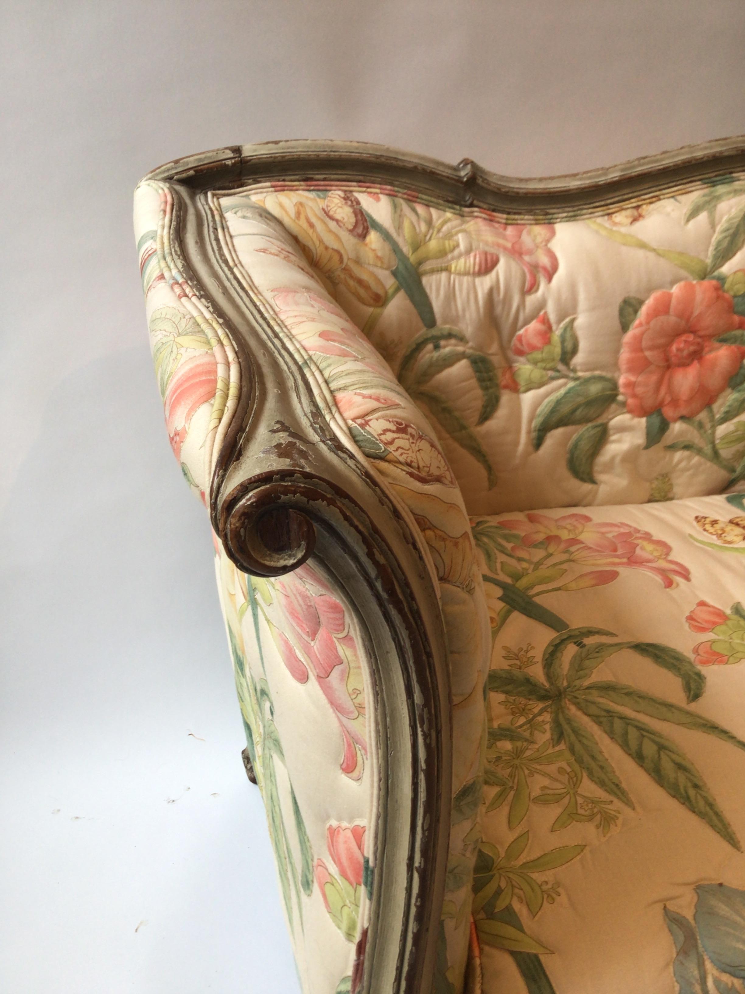 1930s Painted Off White French Settee For Sale 4