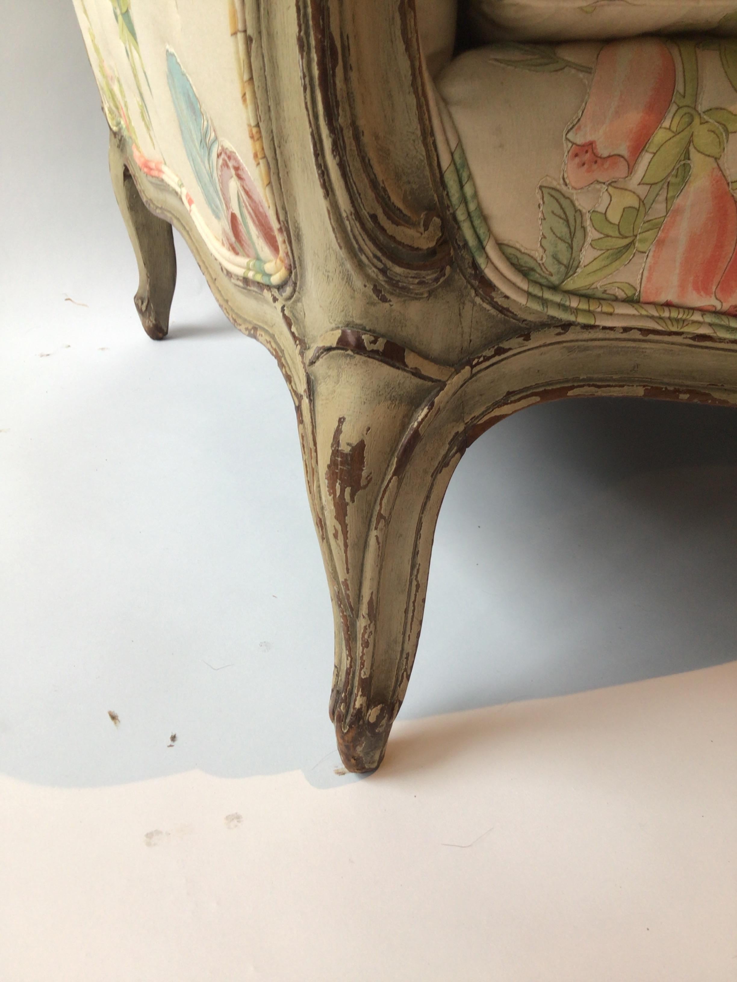 1930s Painted Off White French Settee For Sale 5
