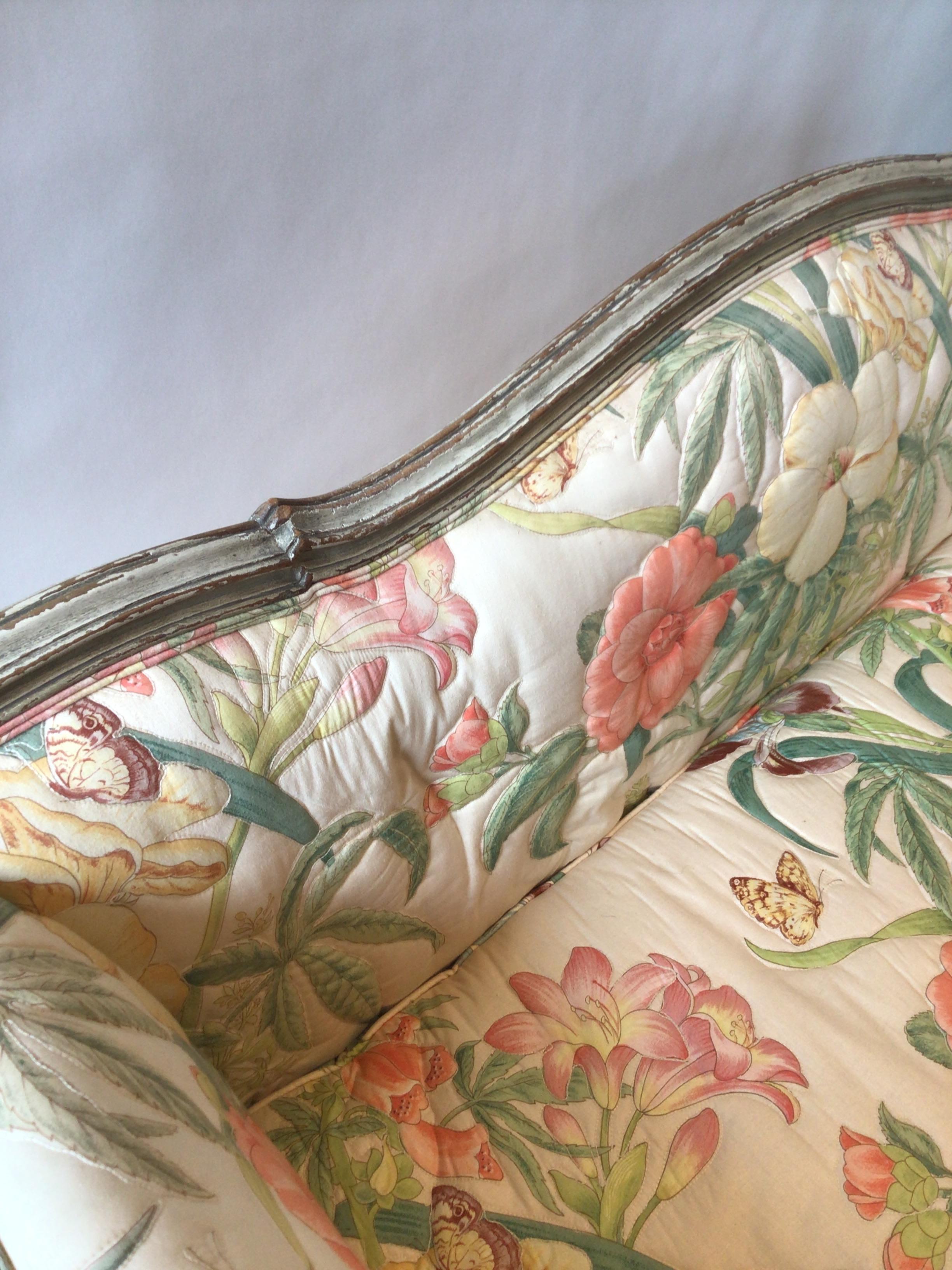 1930s Painted Off White French Settee For Sale 7