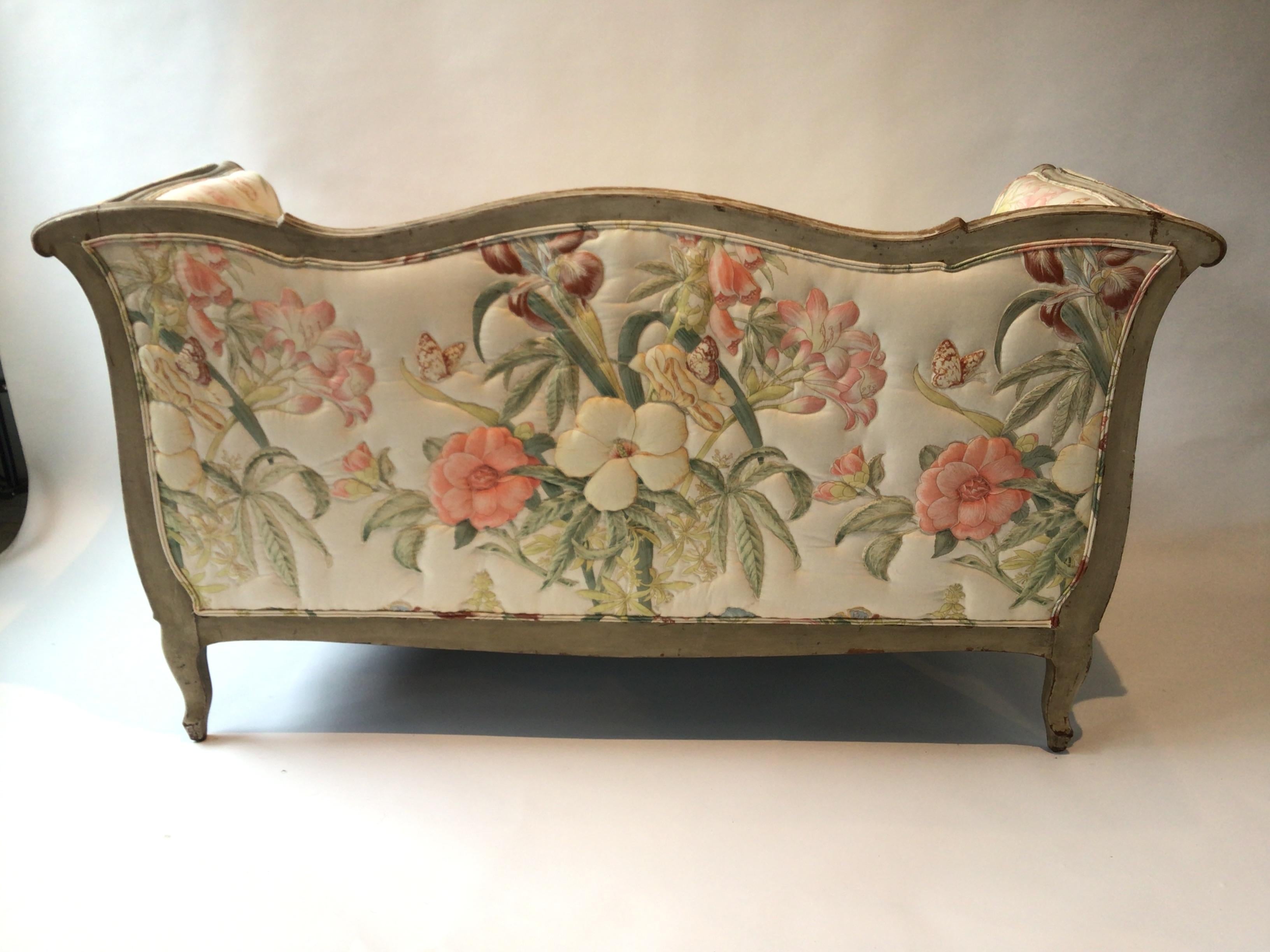 Wood 1930s Painted Off White French Settee For Sale