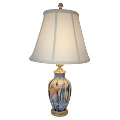 1930s Painted Porcelain and Bronze Table Lamp