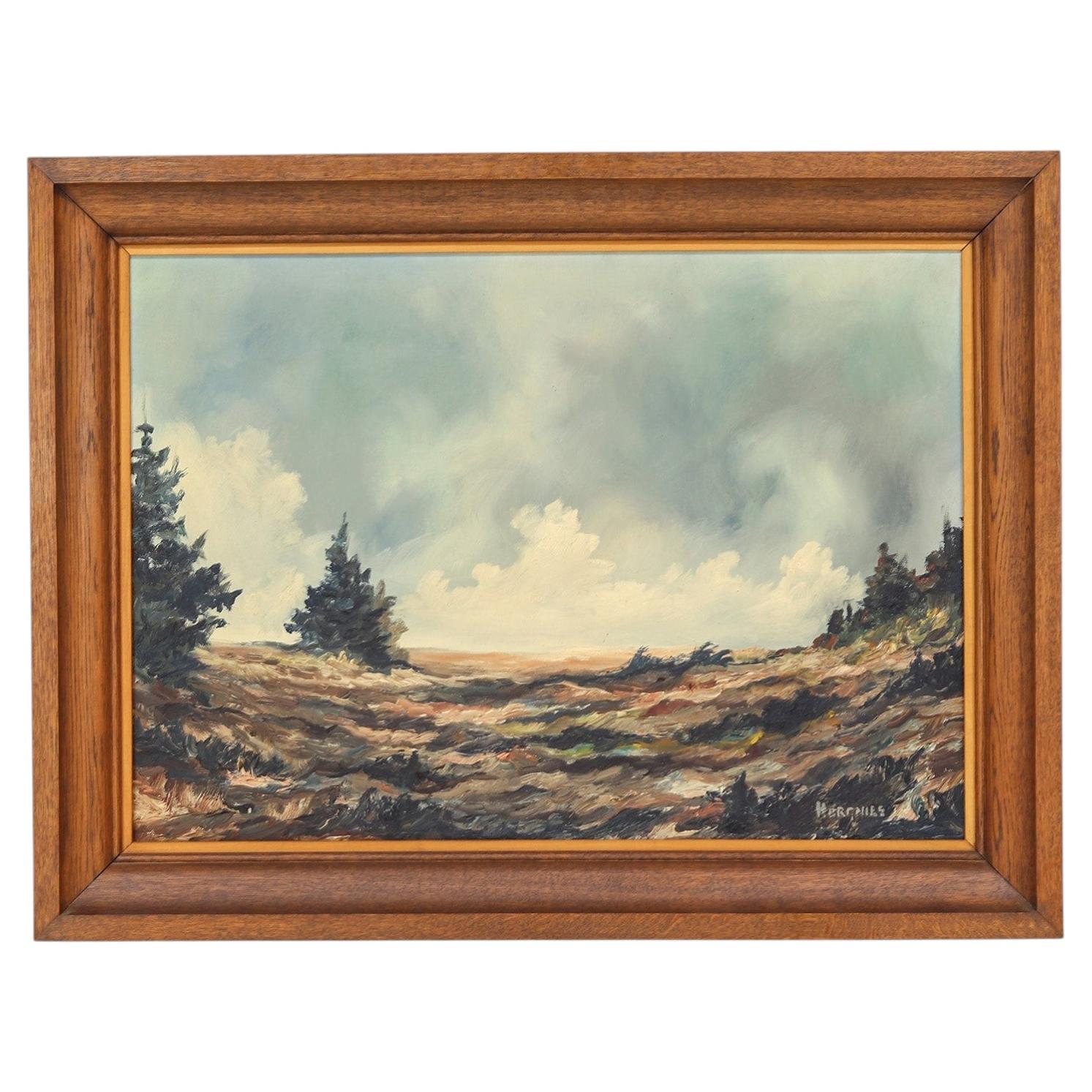 1930s Painting Oil on Canvas - Liege School, Ardennes landscape