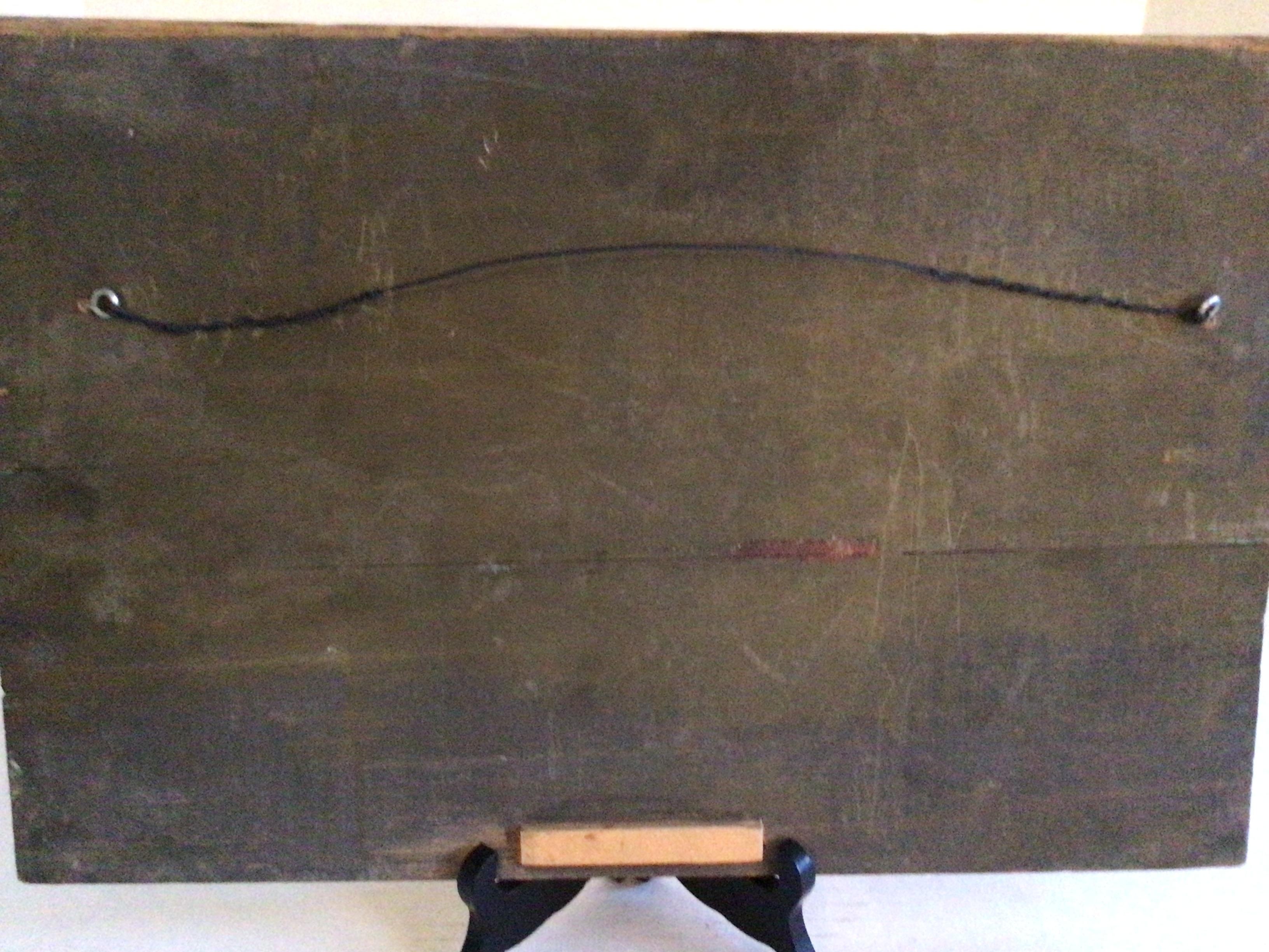 1930s Painting on Wood Board of Knights in Sword Battle For Sale 7