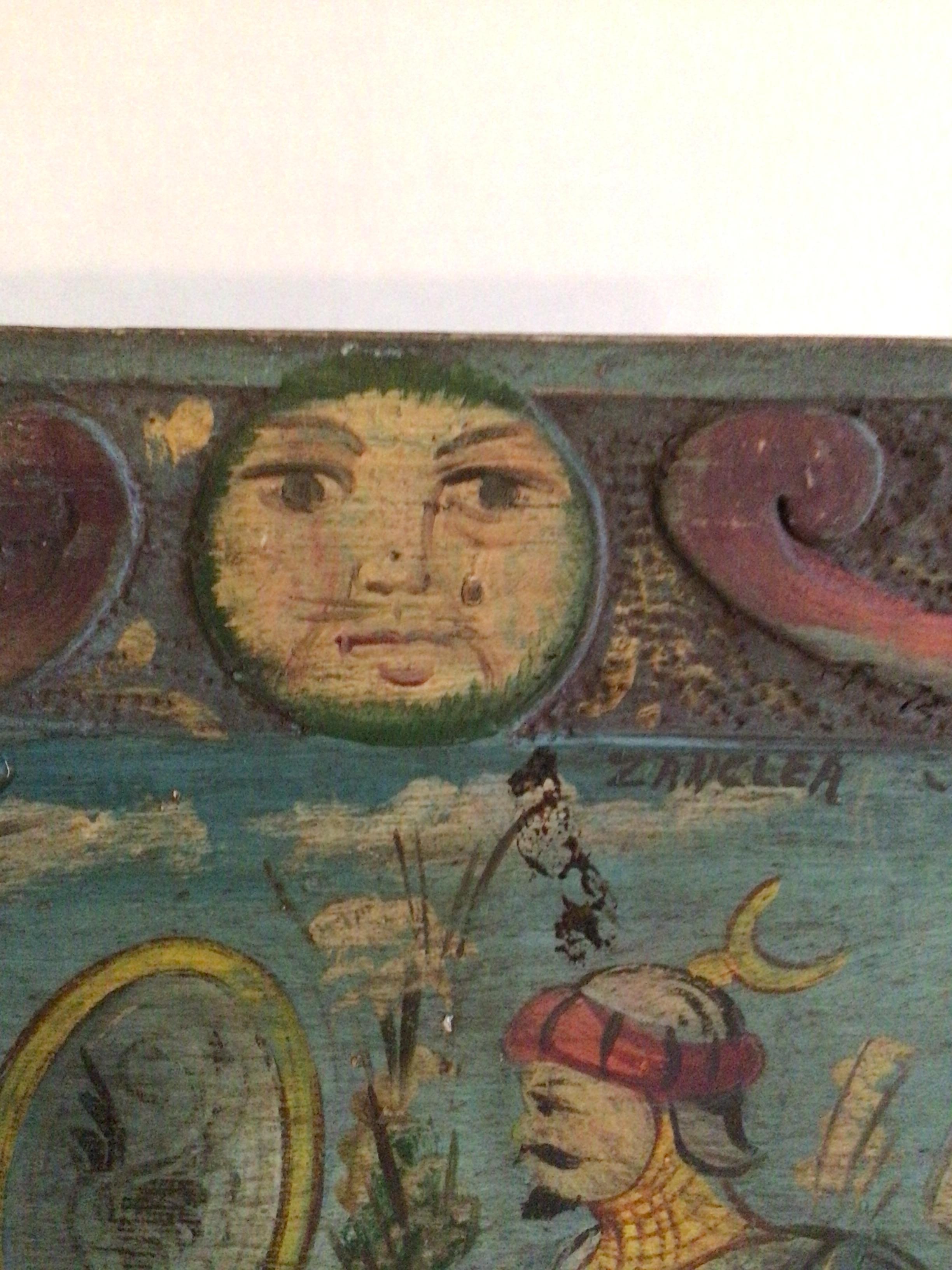 1930s Painting on Wood Board of Knights in Sword Battle For Sale 2