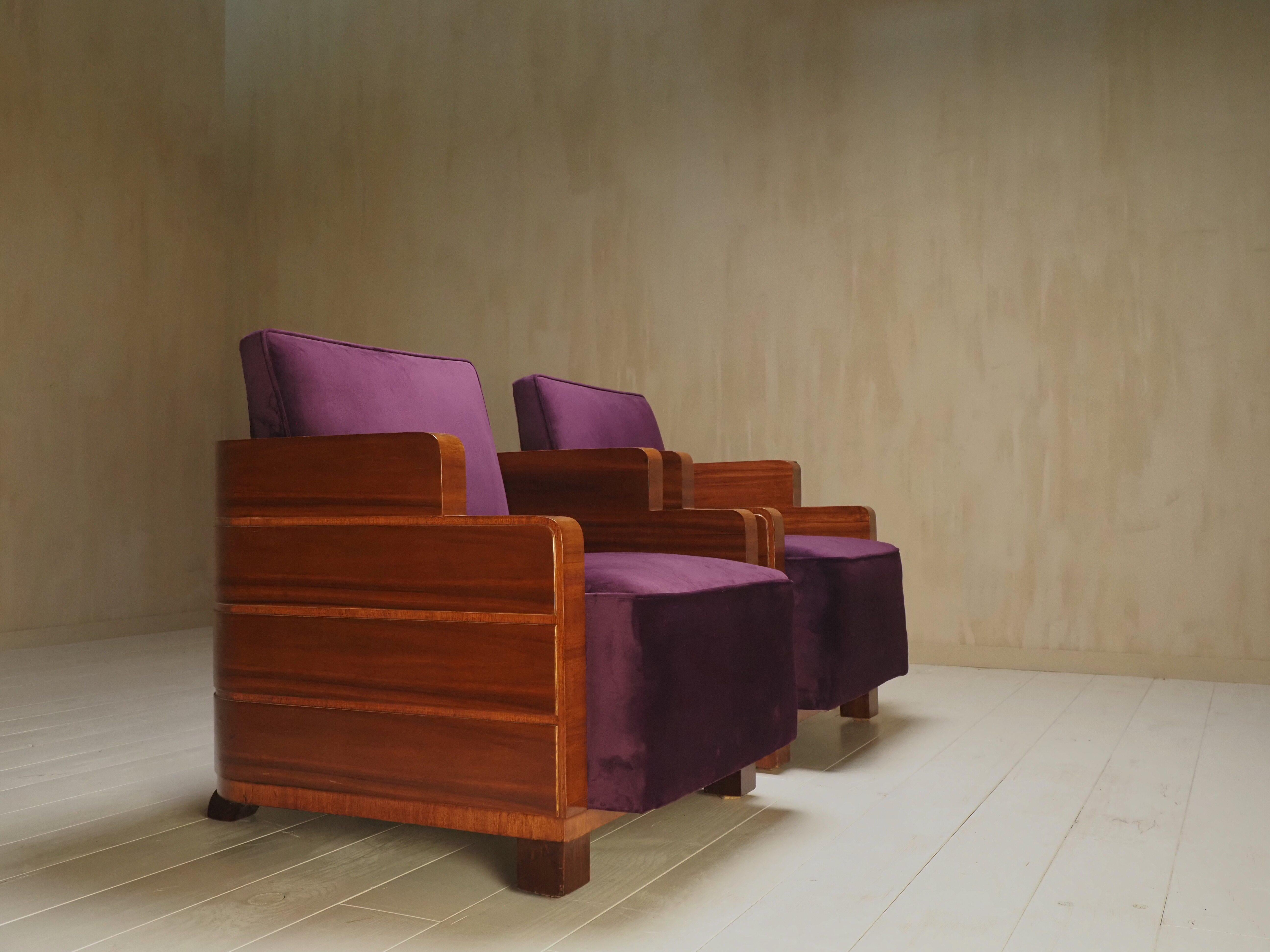 Néerlandais Paire de chaises art déco 1930 Ecole Amsterdamse en vente