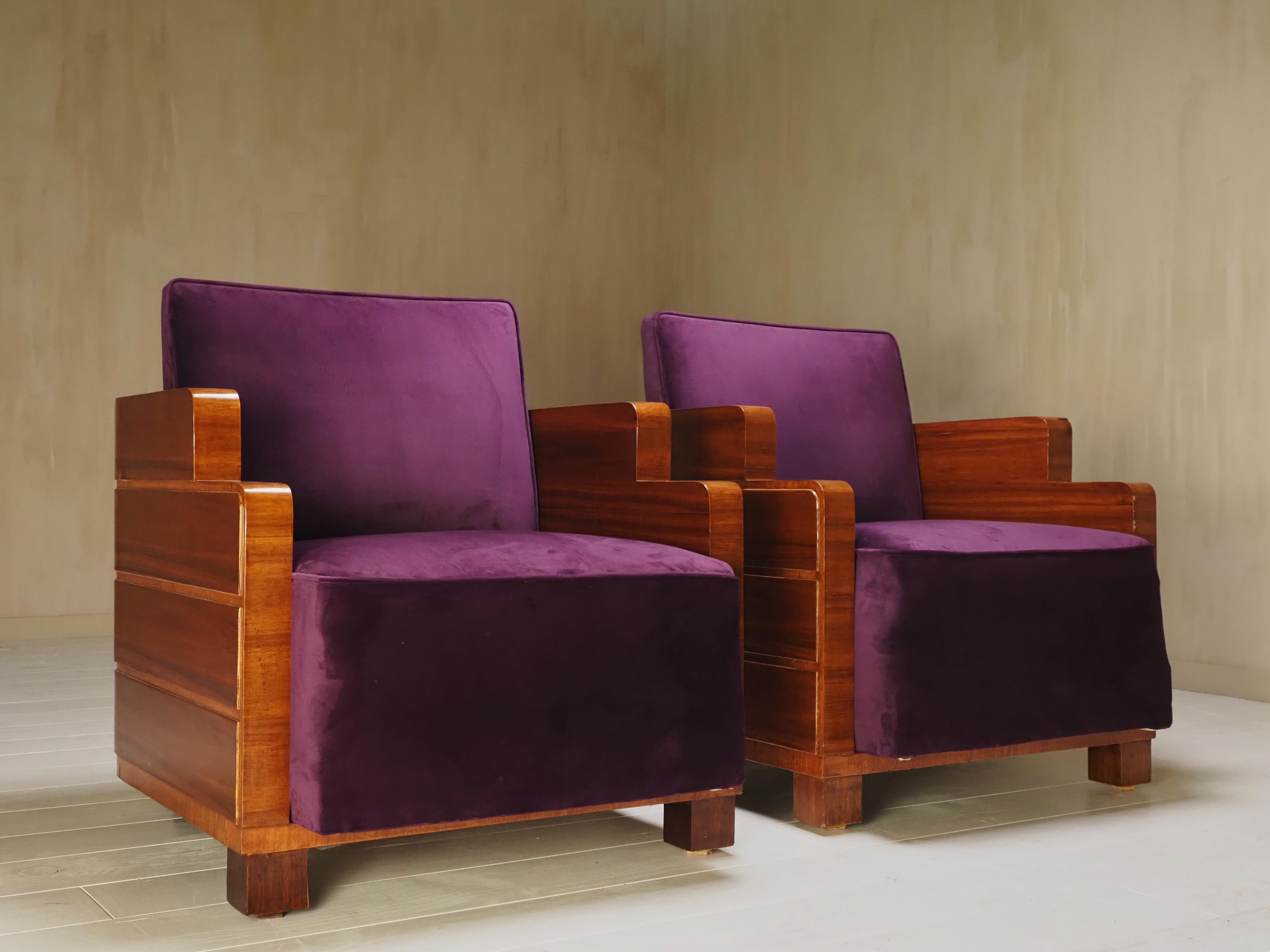 Milieu du XXe siècle Paire de chaises art déco 1930 Ecole Amsterdamse en vente