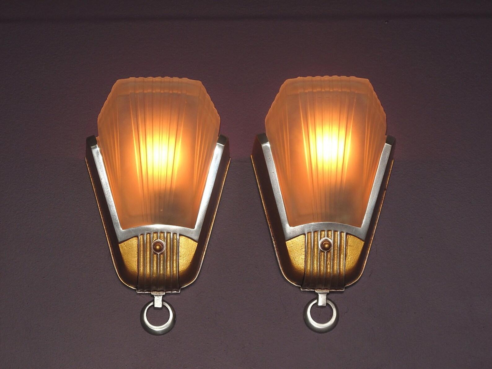 Mid-Century Modern 1930s Pair MCM Sconces Vintage Original  For Sale