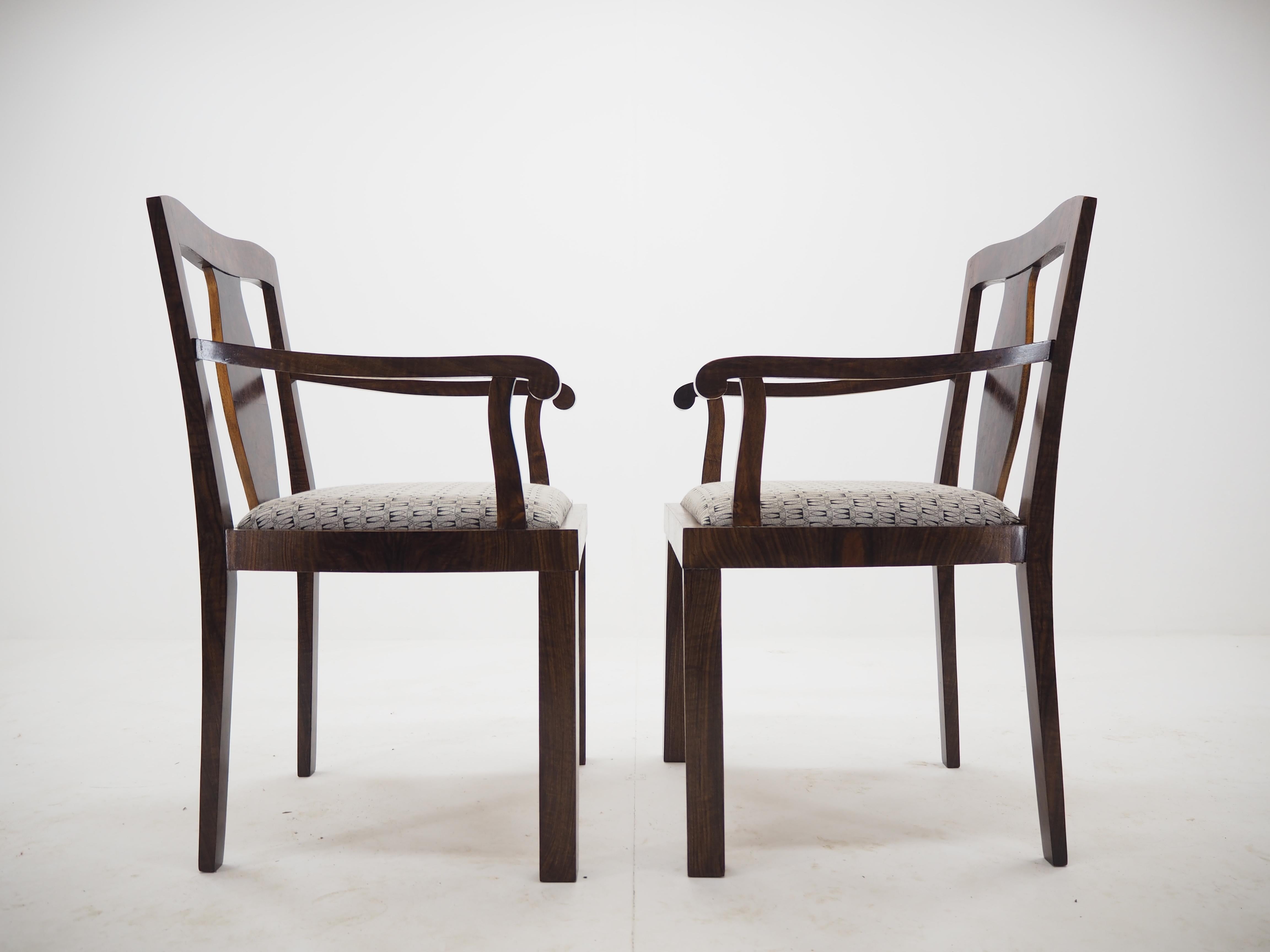 1930s Pair of Art Deco Armchairs, Czechoslovakia 1