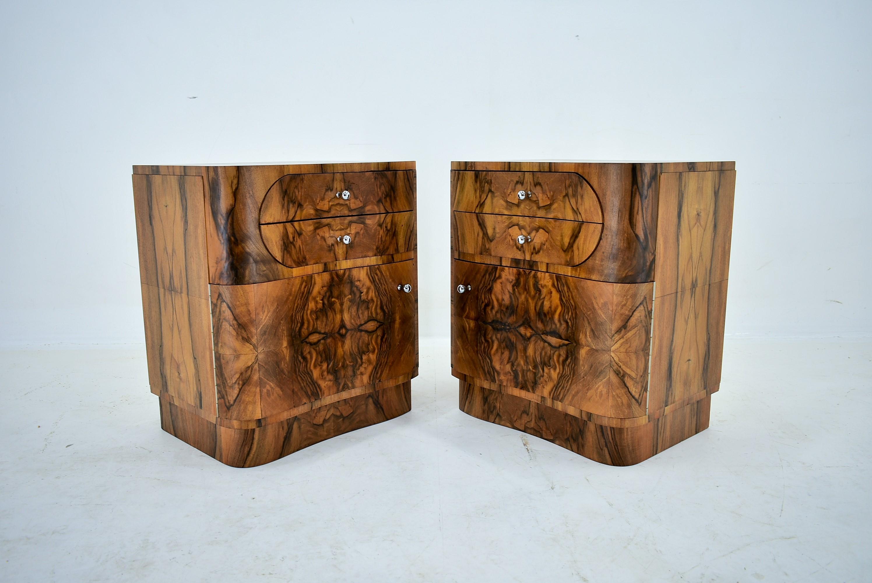 1930s Pair of Art Deco Bedside Tables, Czechoslovakia 14