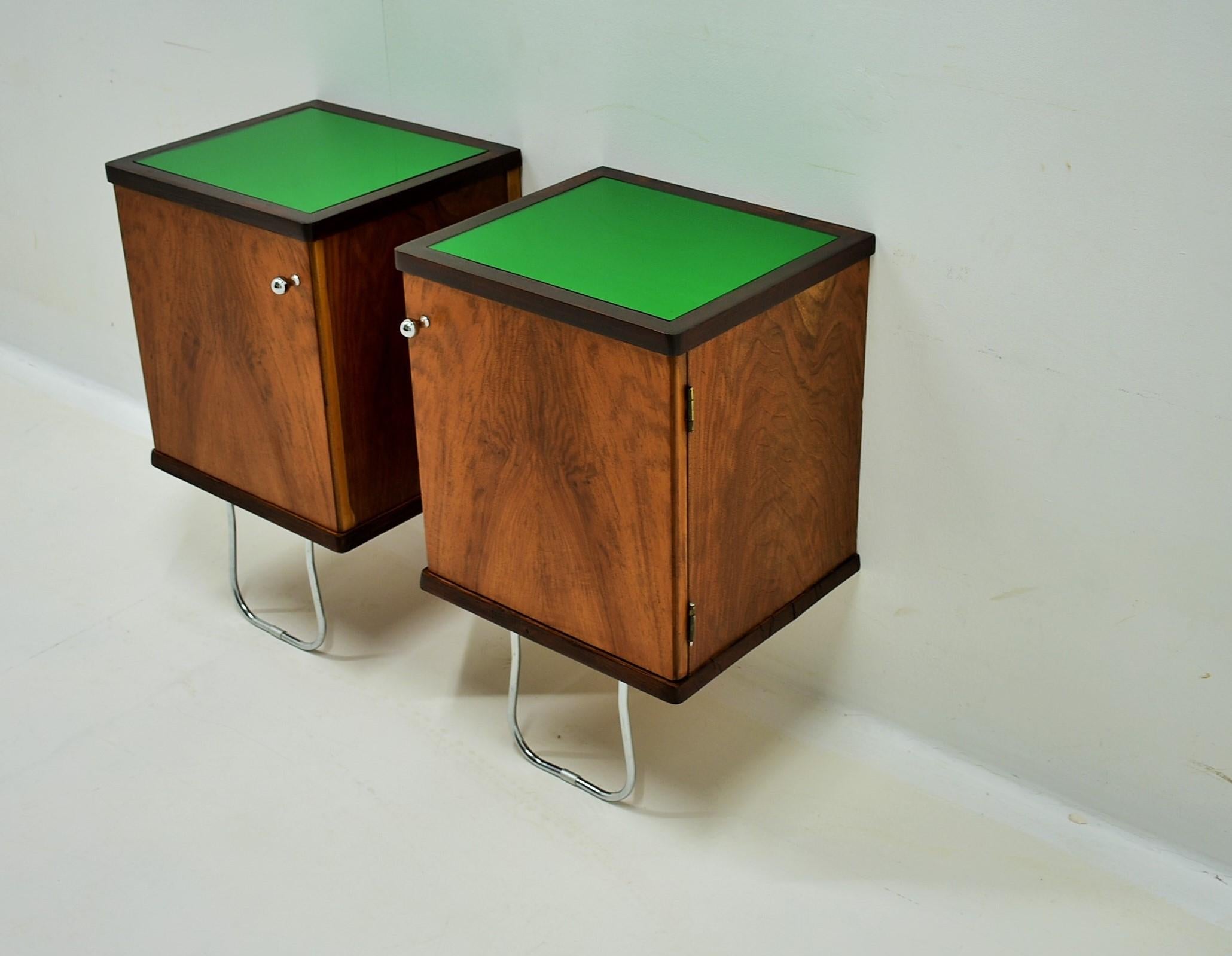 1930s Pair of Art Deco Bedside Tables, Czechoslovakia In Good Condition For Sale In Praha, CZ