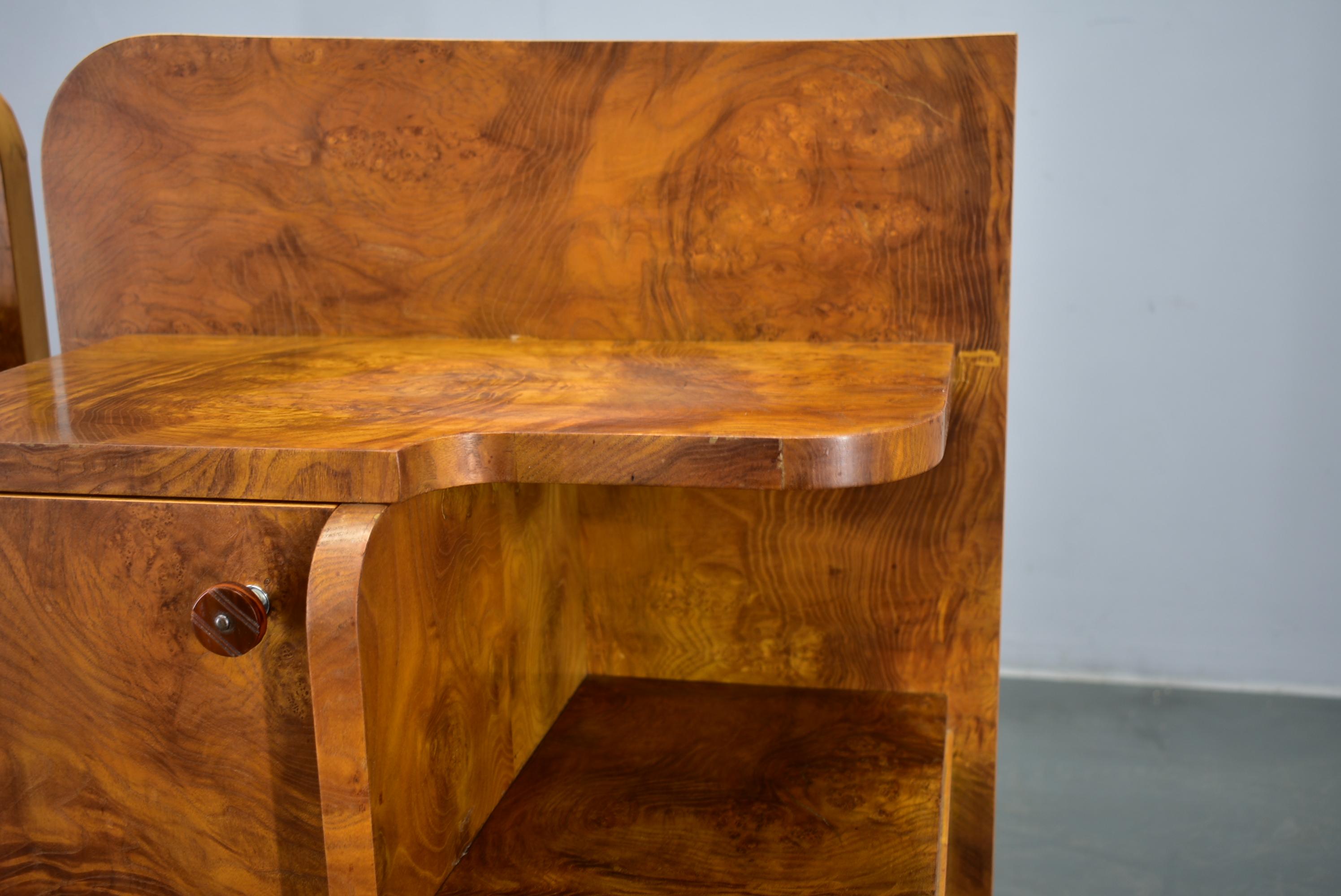 1930s Pair of Art Deco Bedside Tables, Czechoslovakia In Good Condition For Sale In Praha, CZ