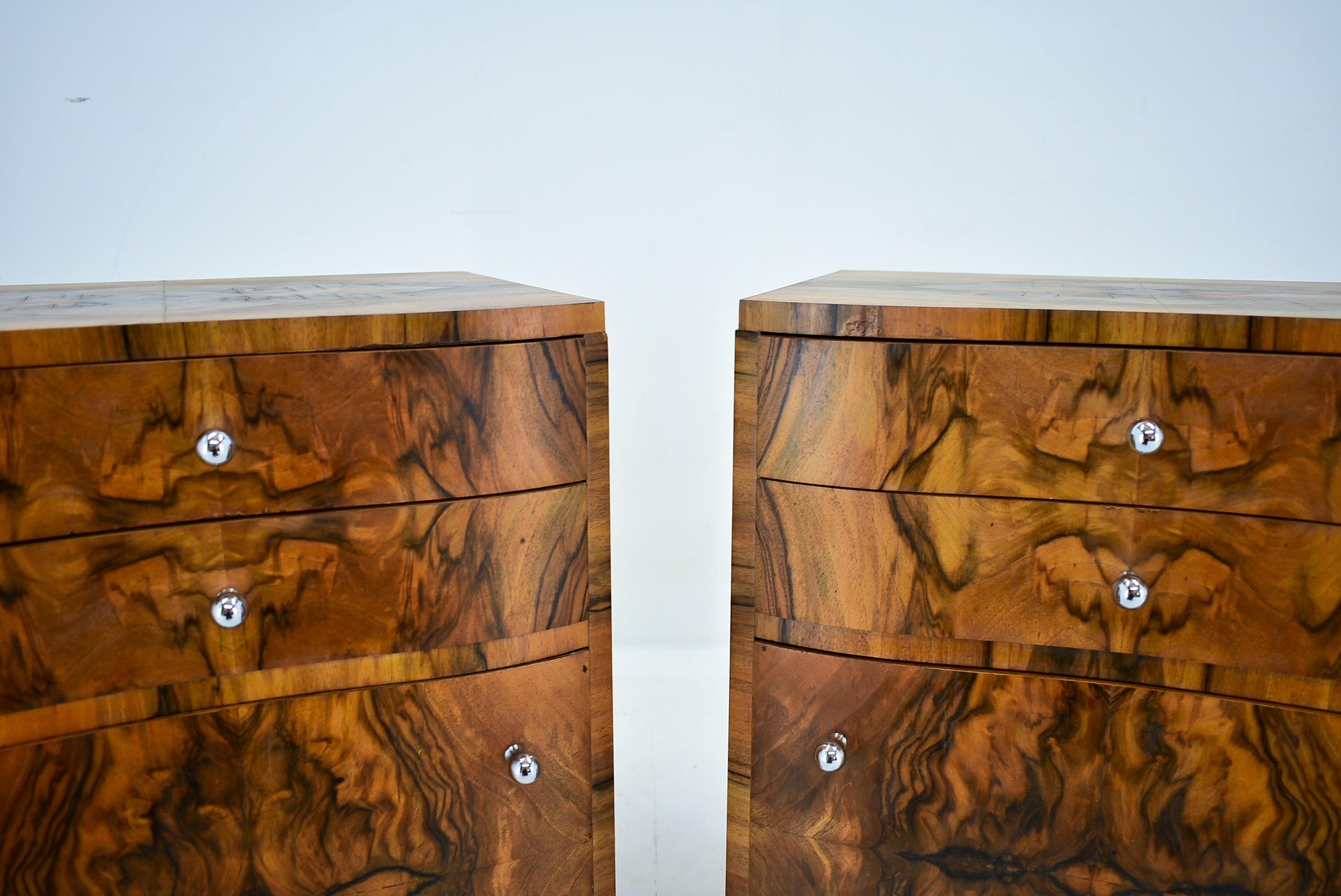 1930s Pair of Art Deco Bedside Tables, Czechoslovakia 1