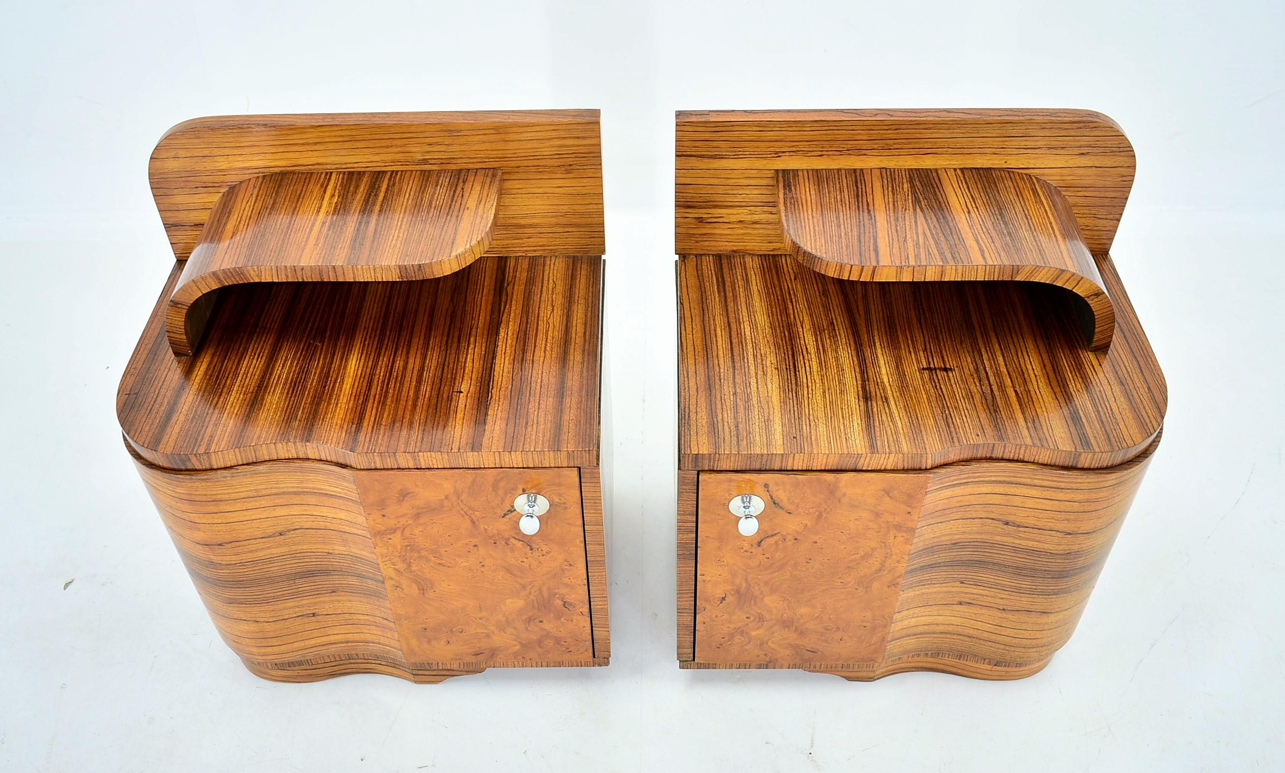 1930s Pair of Art Deco Bedside Tables, Czechoslovakia 3