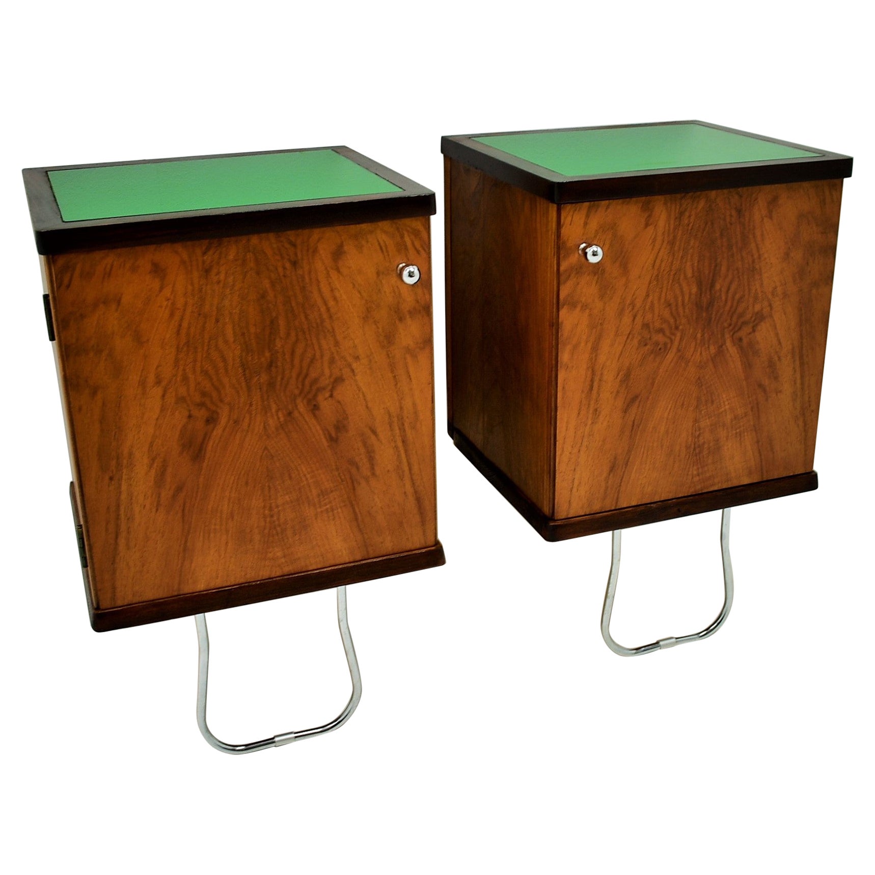 1930s Pair of Art Deco Bedside Tables, Czechoslovakia