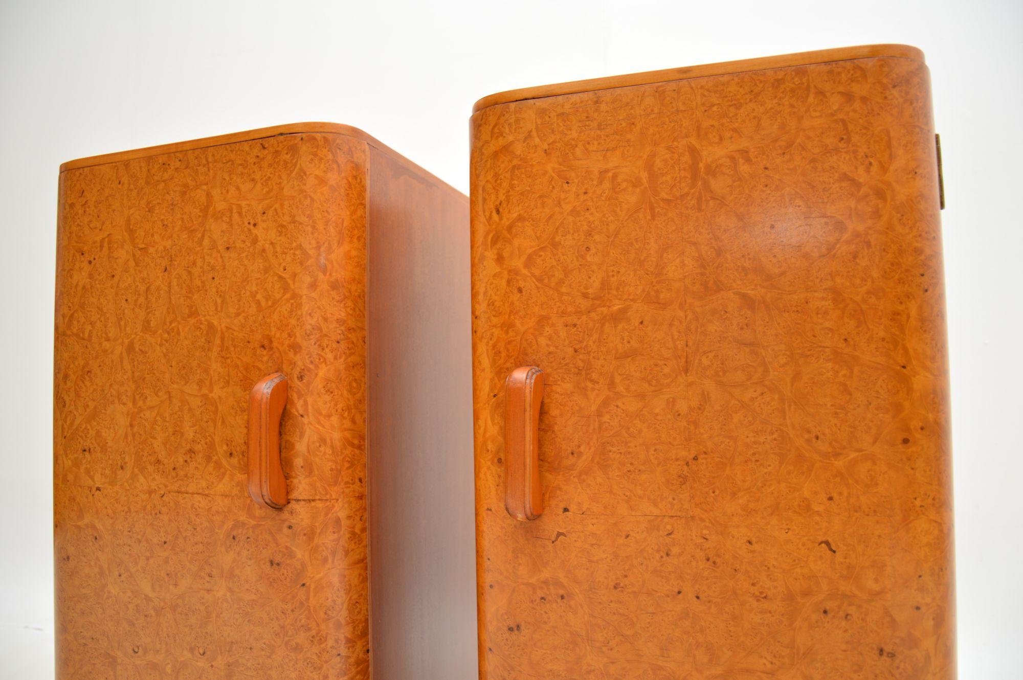 1930s Pair of Art Deco Bird’S-Eye Maple Bedside Cabinets 4