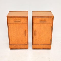 1930's Pair of Art Deco Birdseye Maple & Walnut Bedside Cabinets