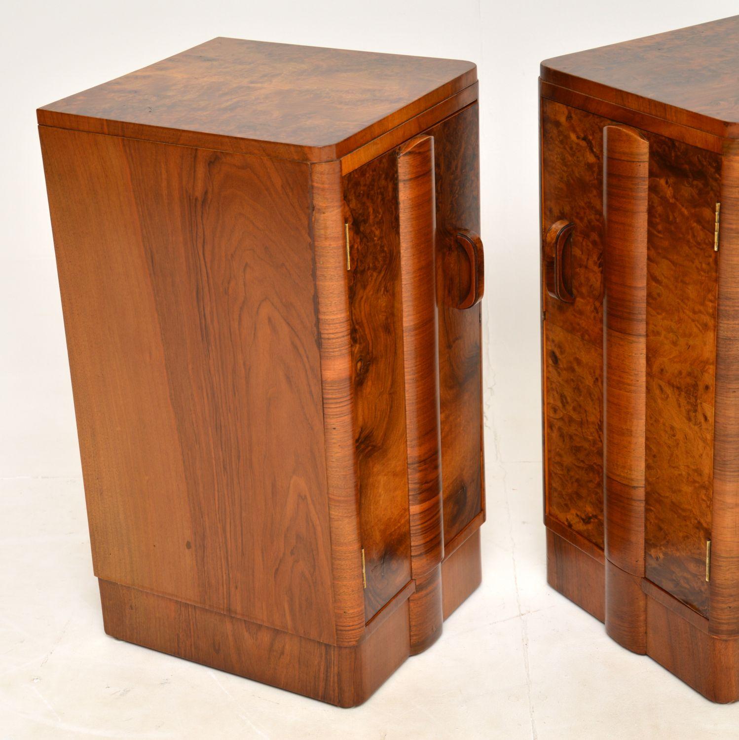 1930's Pair of Art Deco Burr Walnut Bedside Cabinets 6