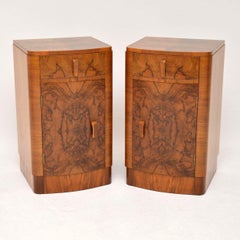 1930s Pair of Art Deco Burr Walnut Bedside Cabinets