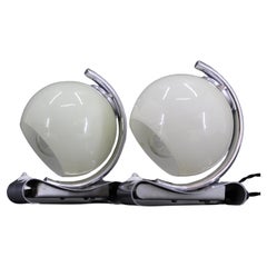 1930s Pair of Art Deco Chrome Plated Table Lamps, Czechoslovakia