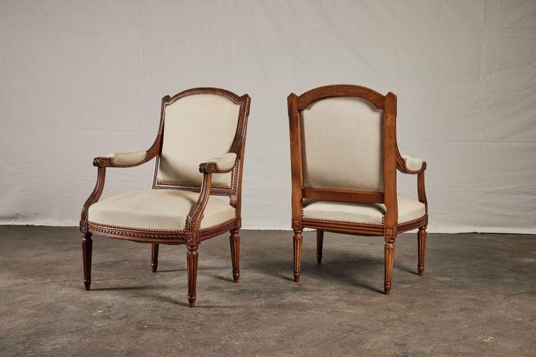 Pair of Carved French Walnut Arm Chairs For Sale at 1stDibs