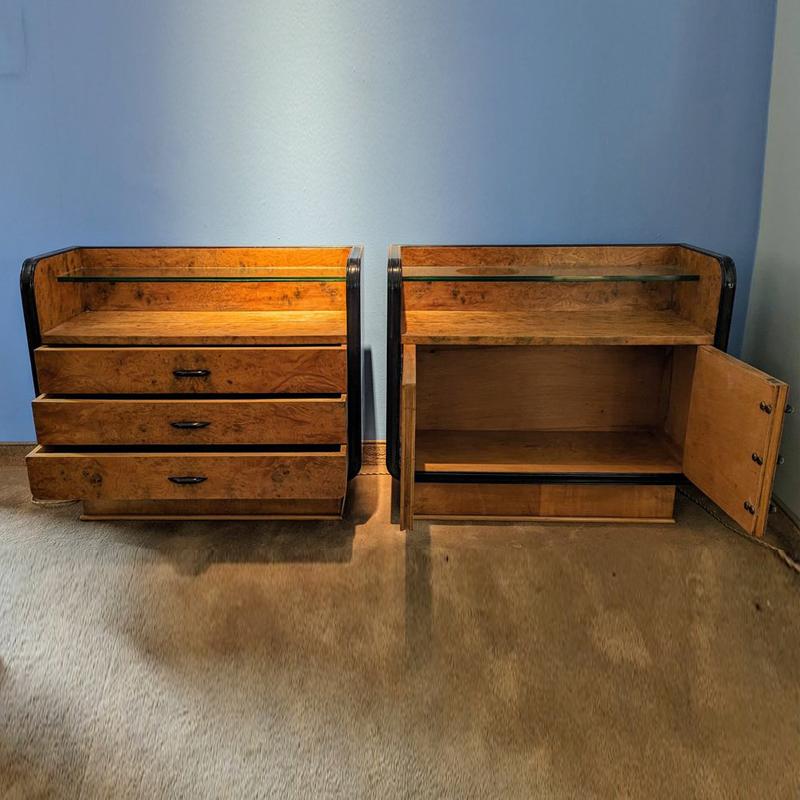 French 1930s Pair of Art Deco Nighstands. Made in France