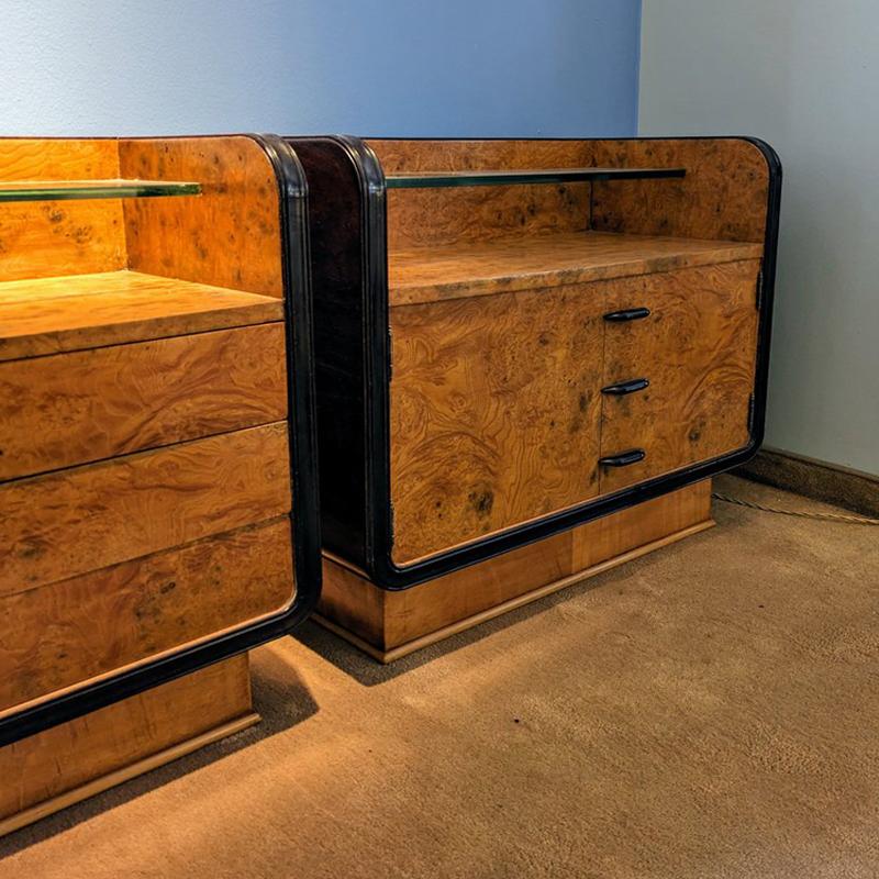 Mid-20th Century 1930s Pair of Art Deco Nighstands. Made in France