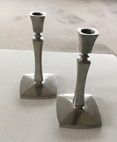 1930s Pair of Art Deco Pewter Candlesticks by Just Andersen